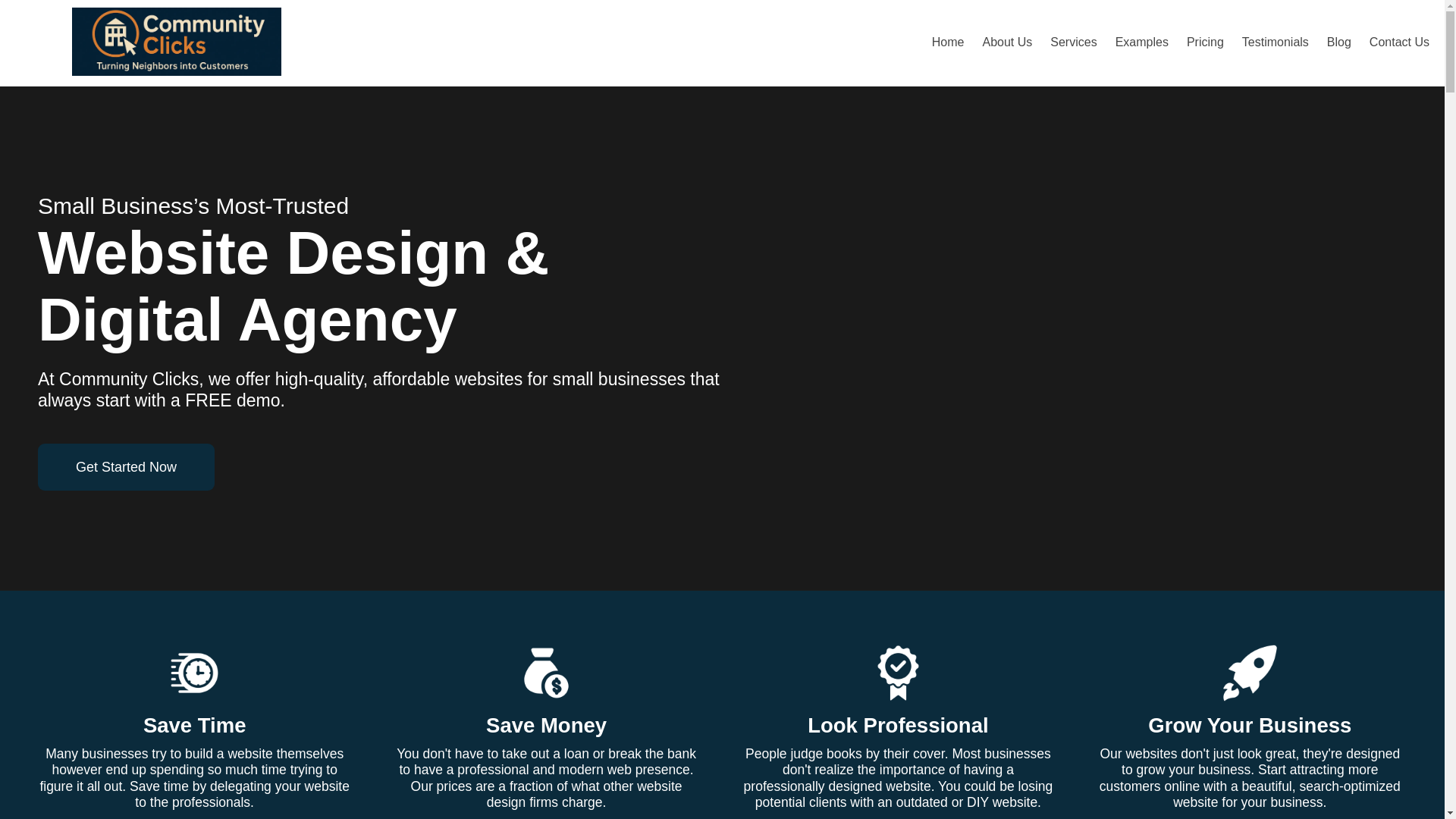 website screenshot of https://getcommunityclicks.com/