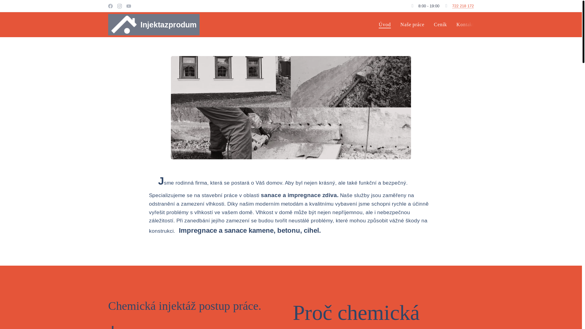 website screenshot of https://injektazprodum.cz/