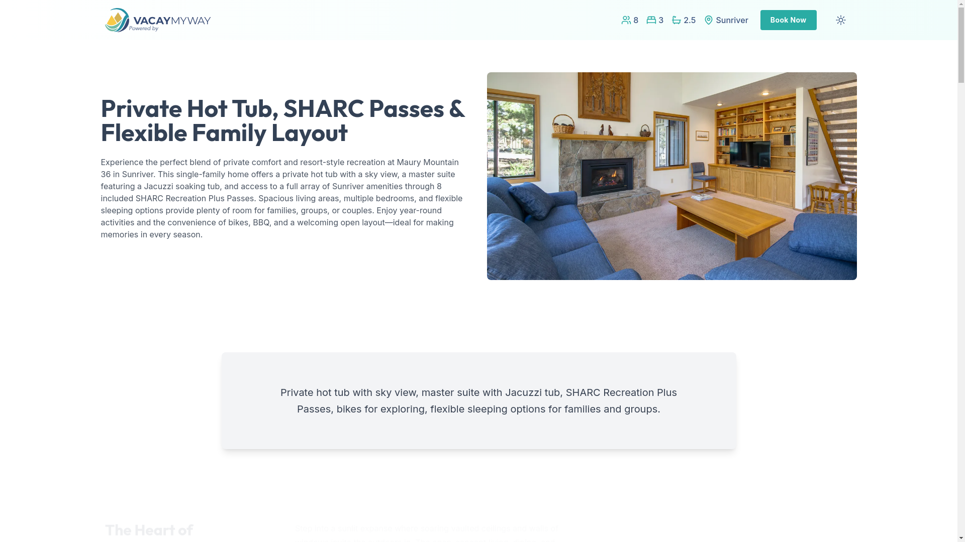 website screenshot of https://serenesunriver.vacations/