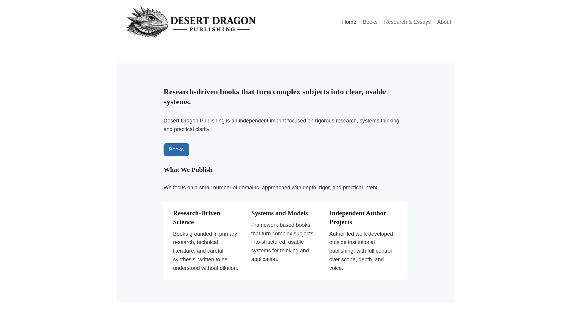 website screenshot of https://desertdragonpublishing.com/