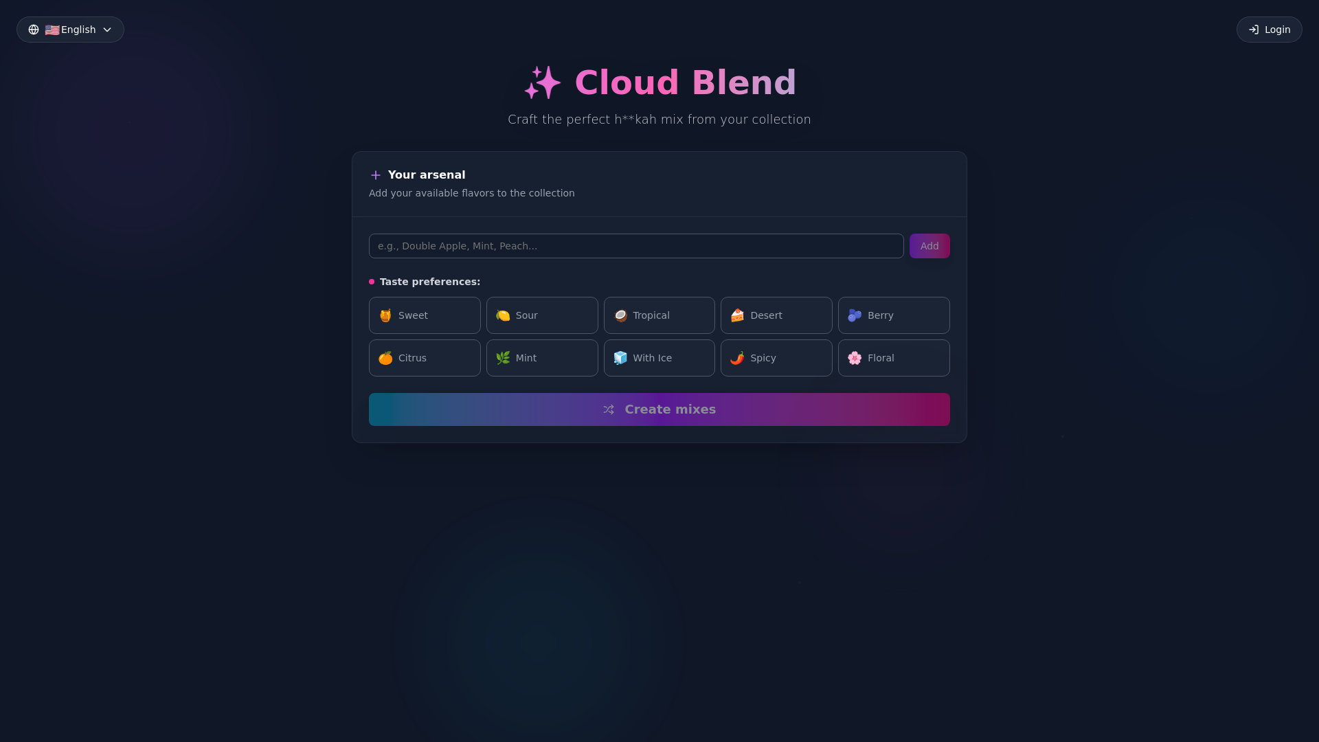 website screenshot of https://cloudblend.app/