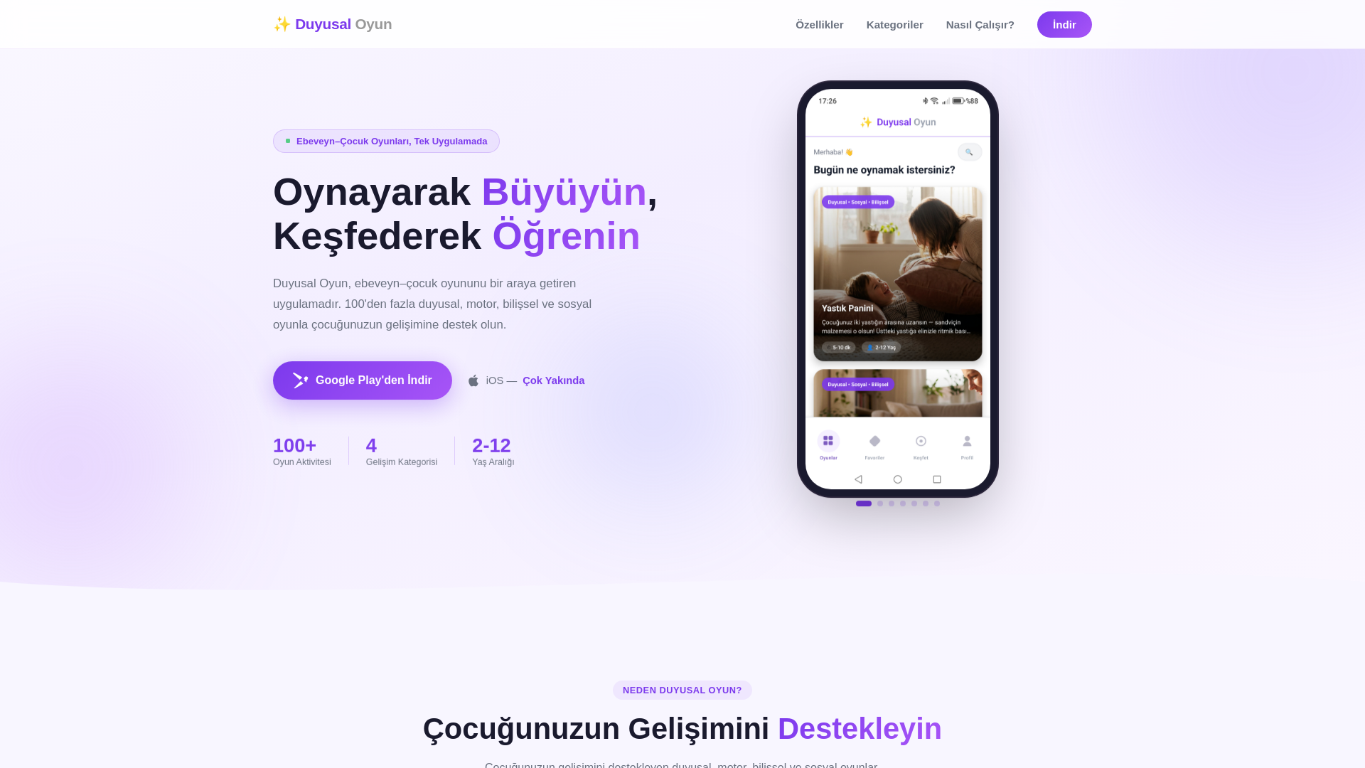 website screenshot of https://duyusaloyunapp.com/