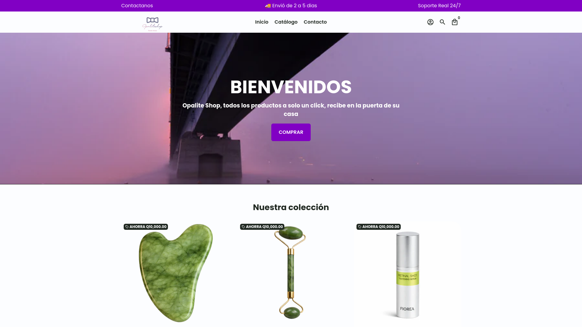 website screenshot of https://opaliteshop.com/