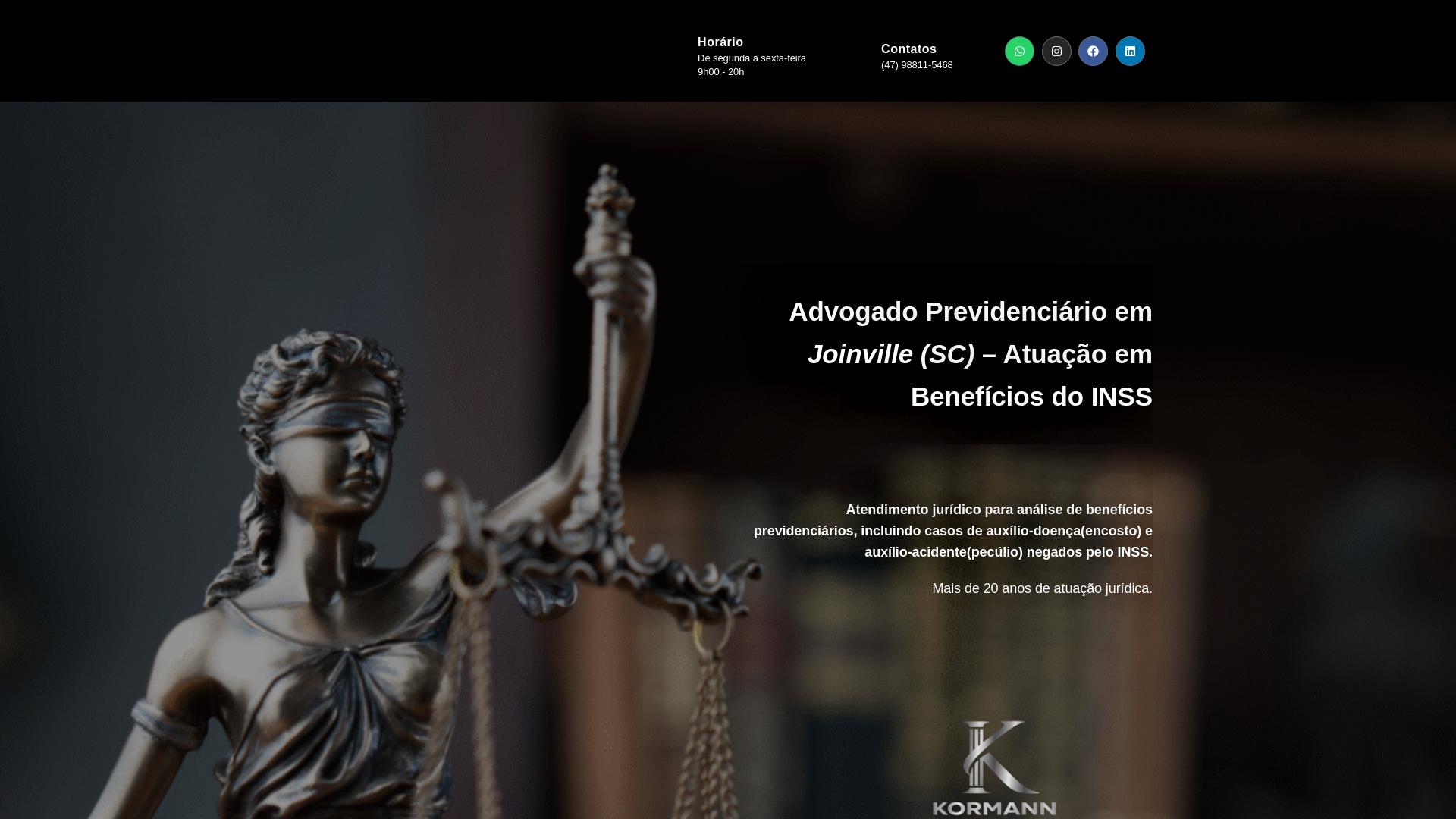 website screenshot of https://kormannadvocacia.com/