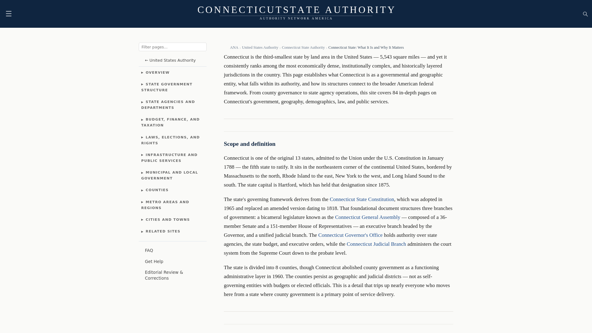 website screenshot of https://connecticutstateauthority.com/