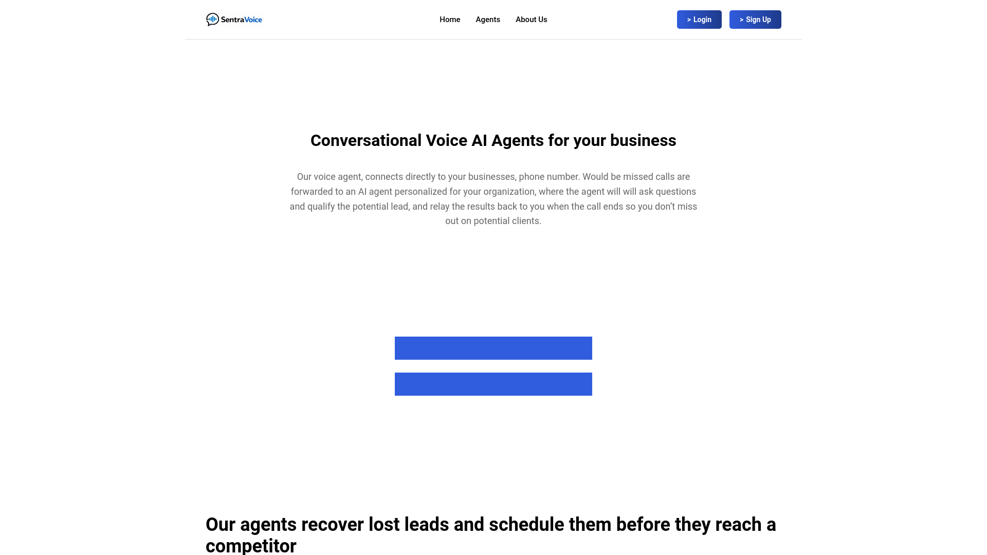 website screenshot of https://sentravoice.ai/