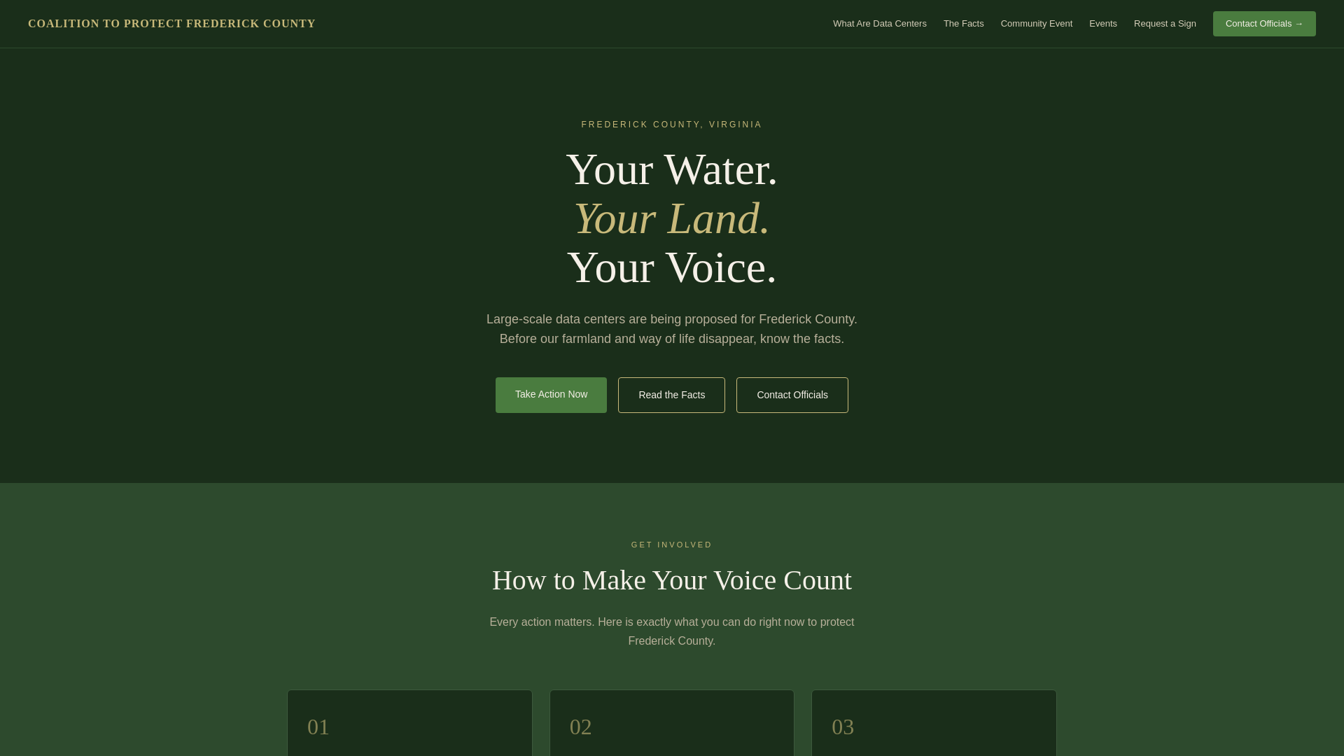 website screenshot of https://frederickcoalition.org/