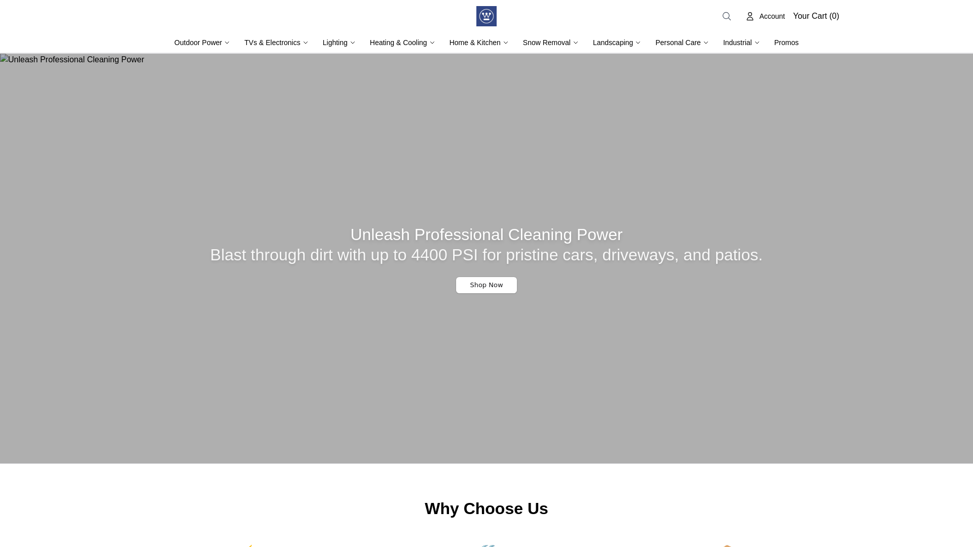 website screenshot of https://westinghouseonline.shop/