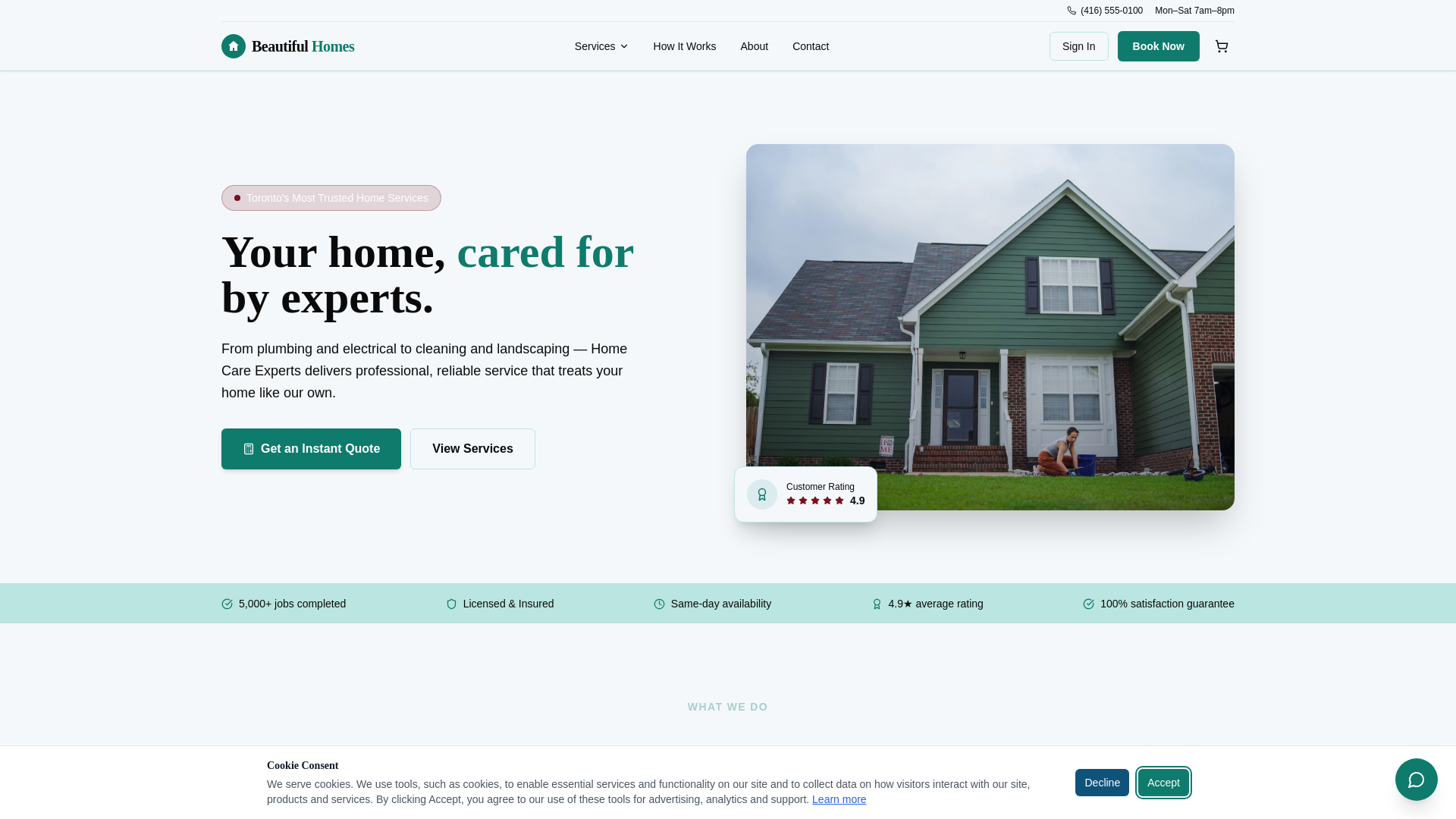 website screenshot of https://homecareexperts.ca/