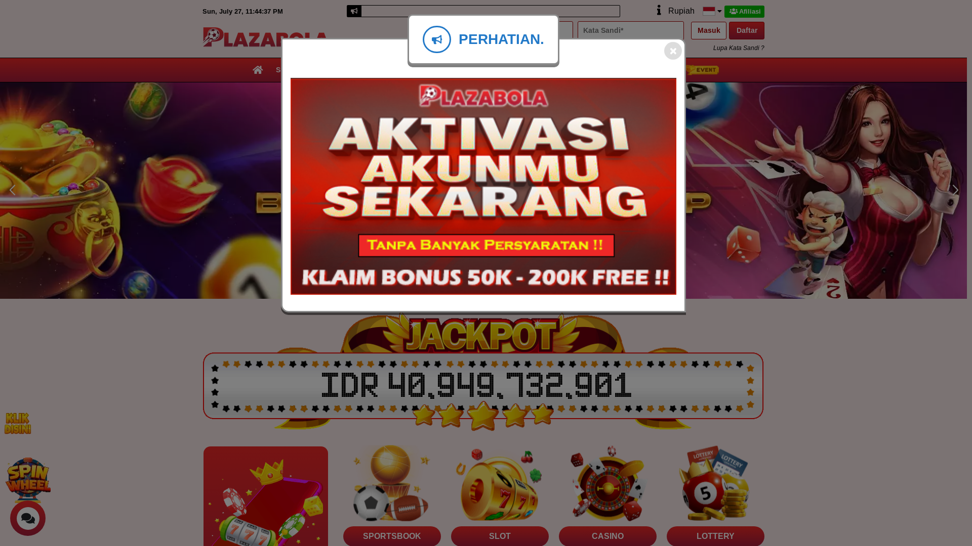 website screenshot of https://plazaputih.vip/