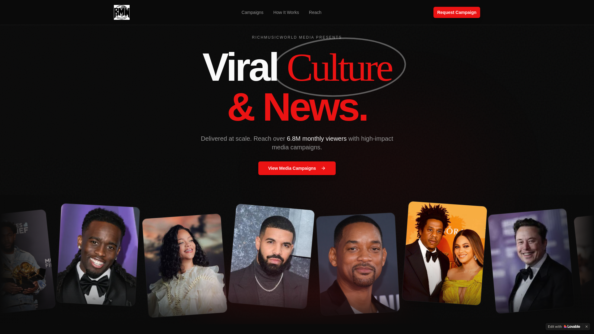 website screenshot of https://richmusicworldmedia.com/