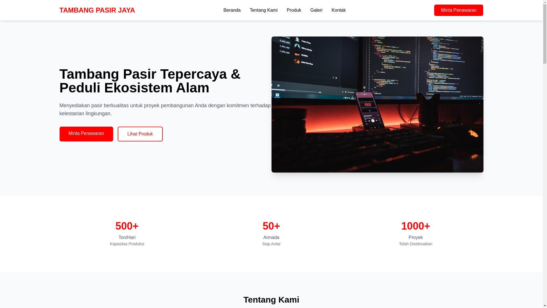 website screenshot of https://tambang-pasir-jaya.pages.dev/