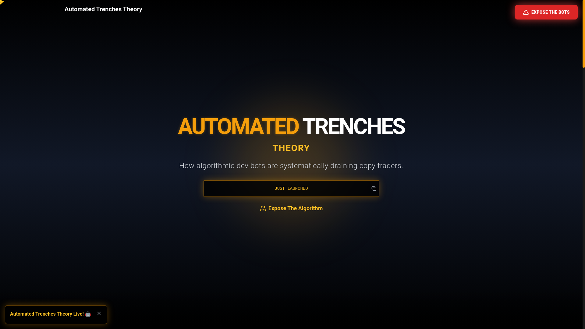 website screenshot of https://automatedtrenches.lol/