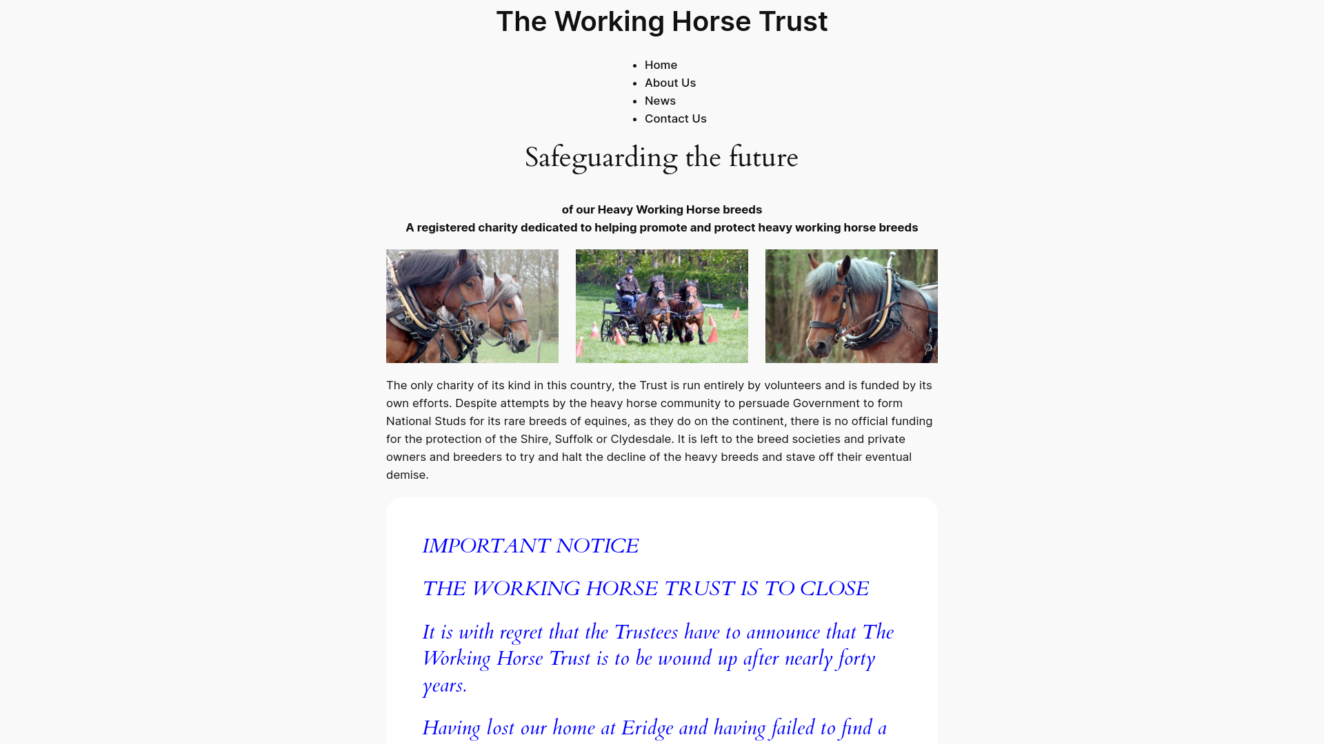 website screenshot of https://theworkinghorsetrust.pages.dev/