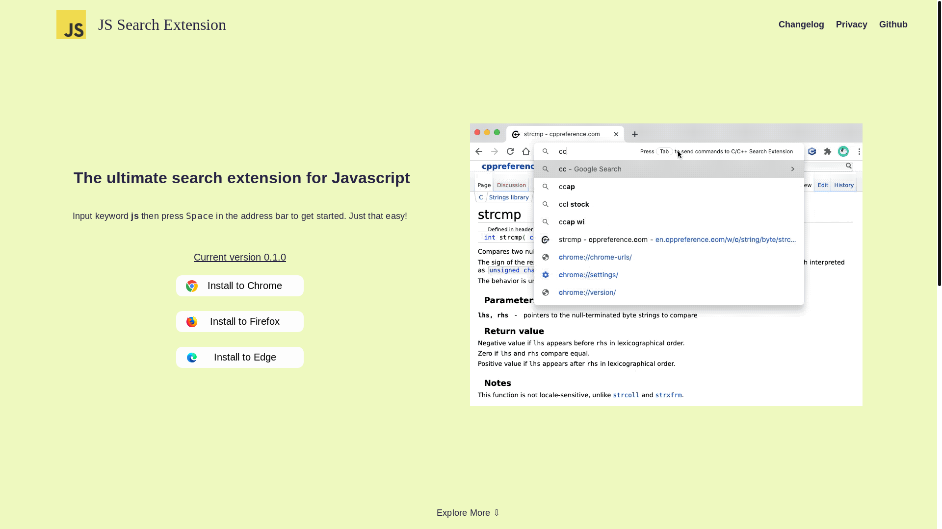 website screenshot of https://js-search-extension.pages.dev/