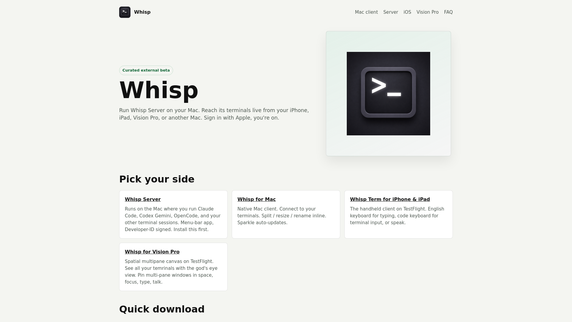 website screenshot of https://whispterm-com.pages.dev/