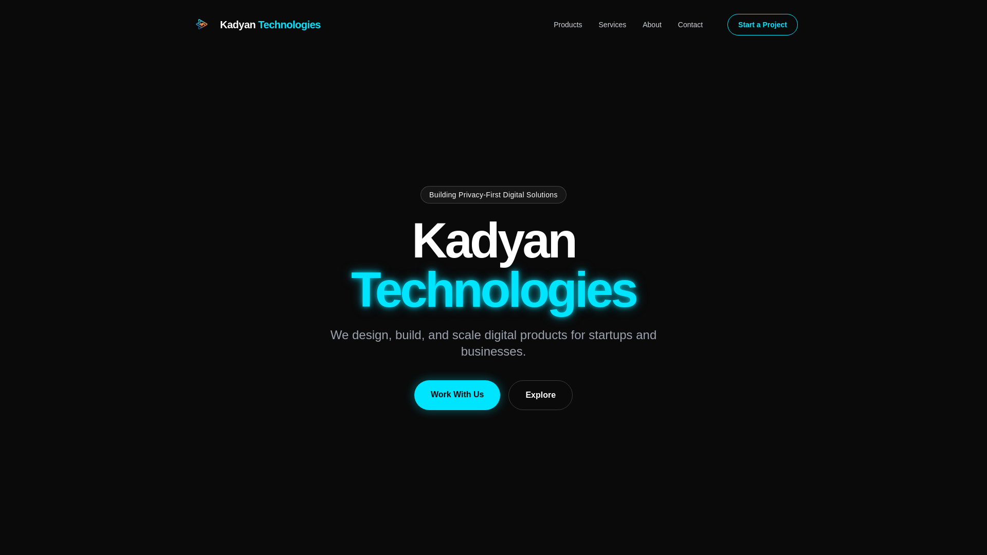 website screenshot of https://kadyantechnologies.com