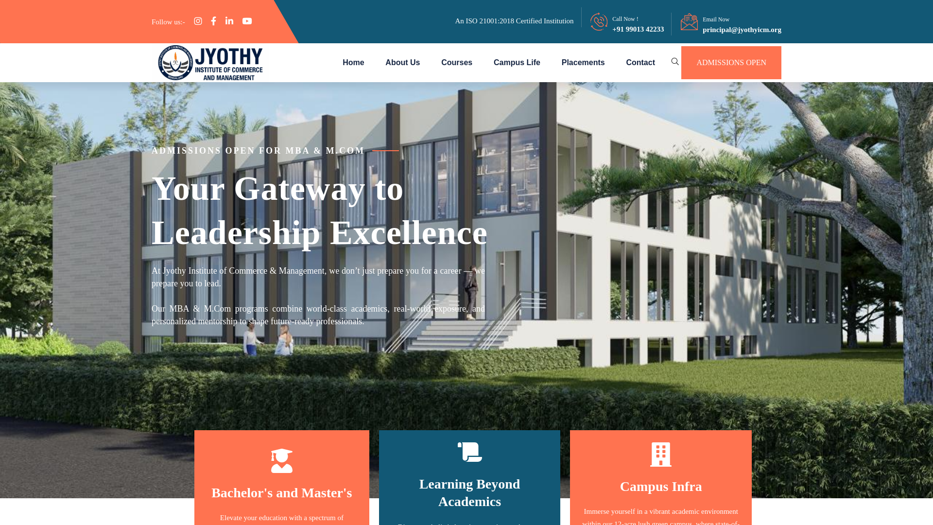 website screenshot of https://jyothyicm.org