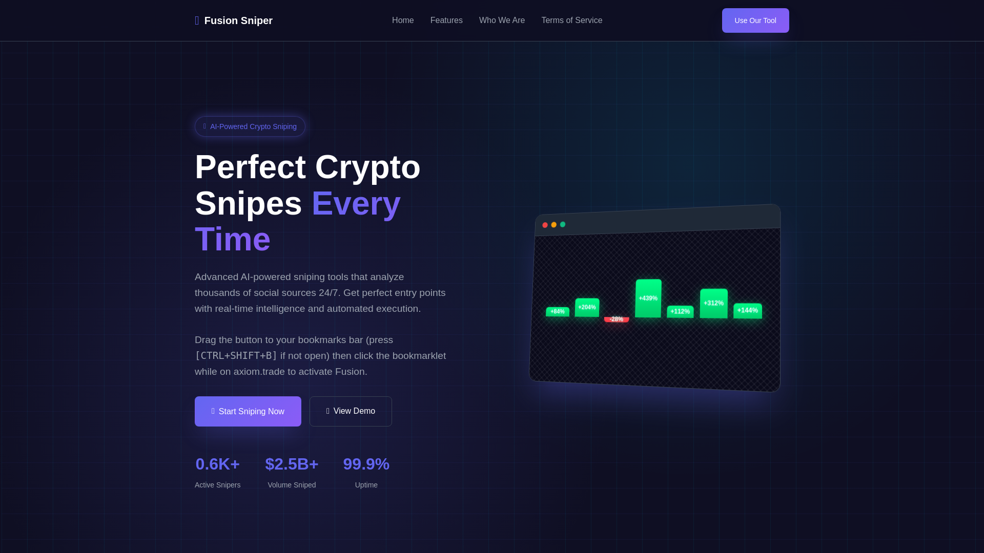 website screenshot of https://fusionsniper.xyz/