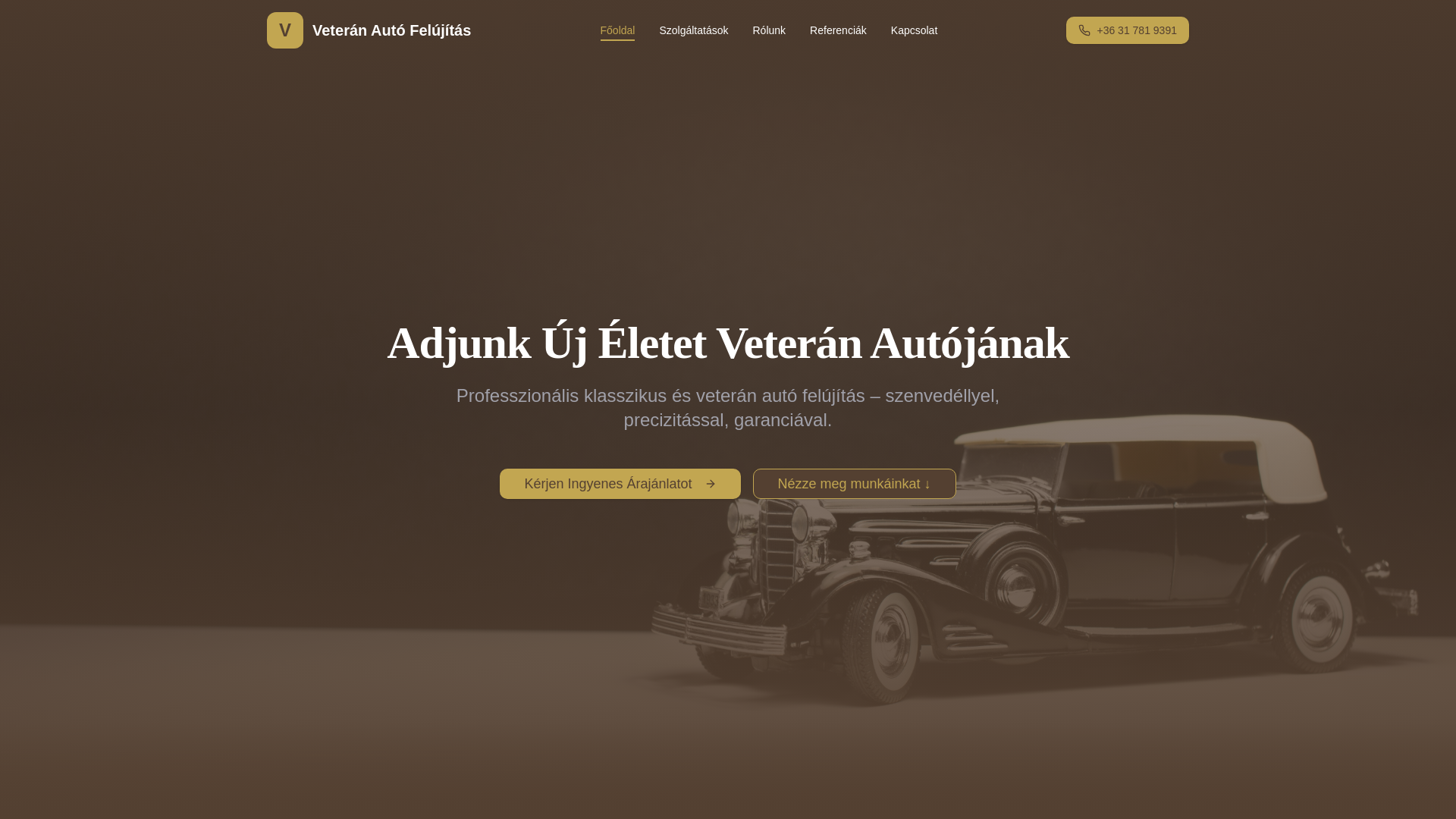 website screenshot of https://veteranautofelujitas.hu/