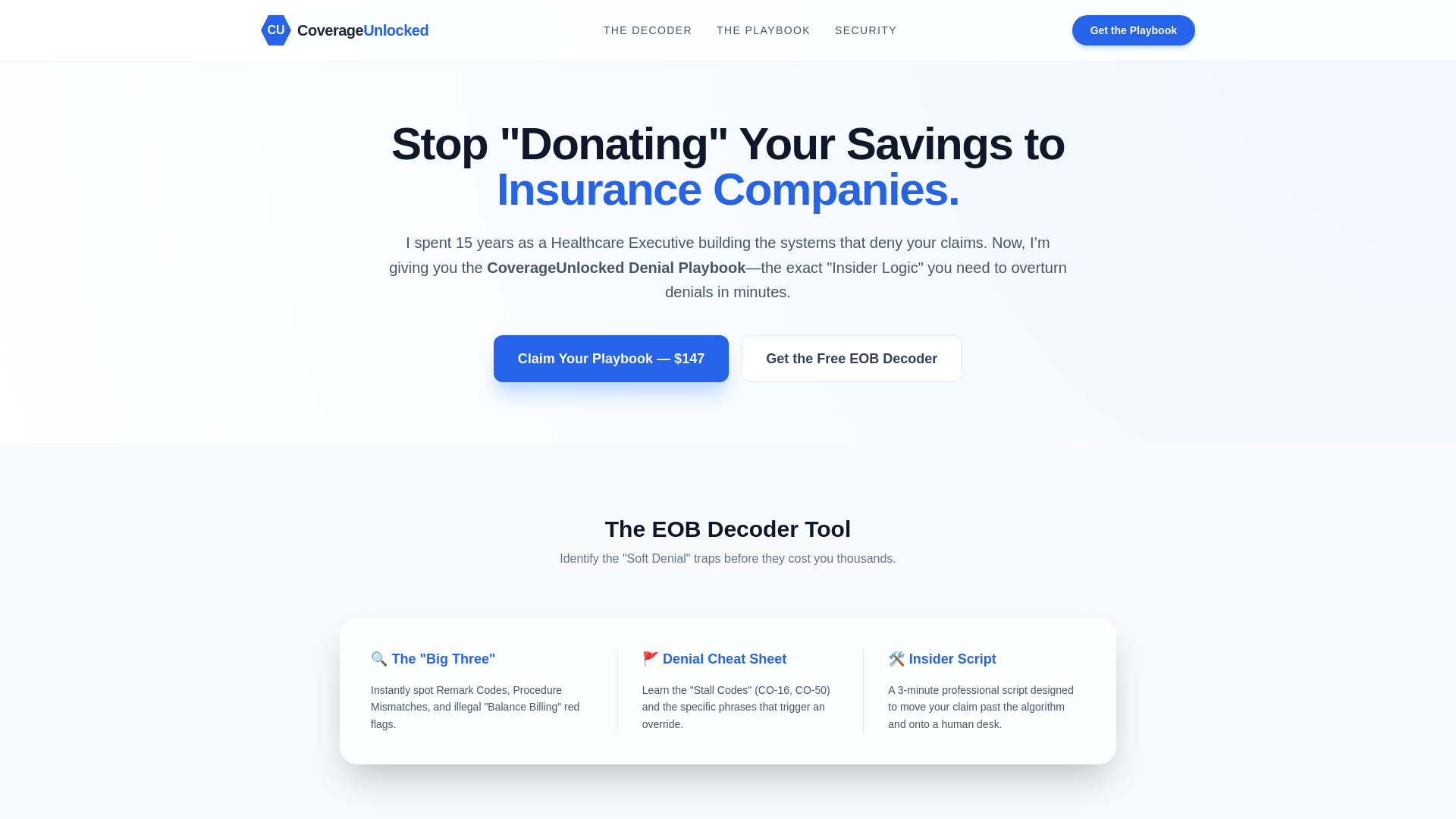 website screenshot of https://coverage-unlocked-web.pages.dev/