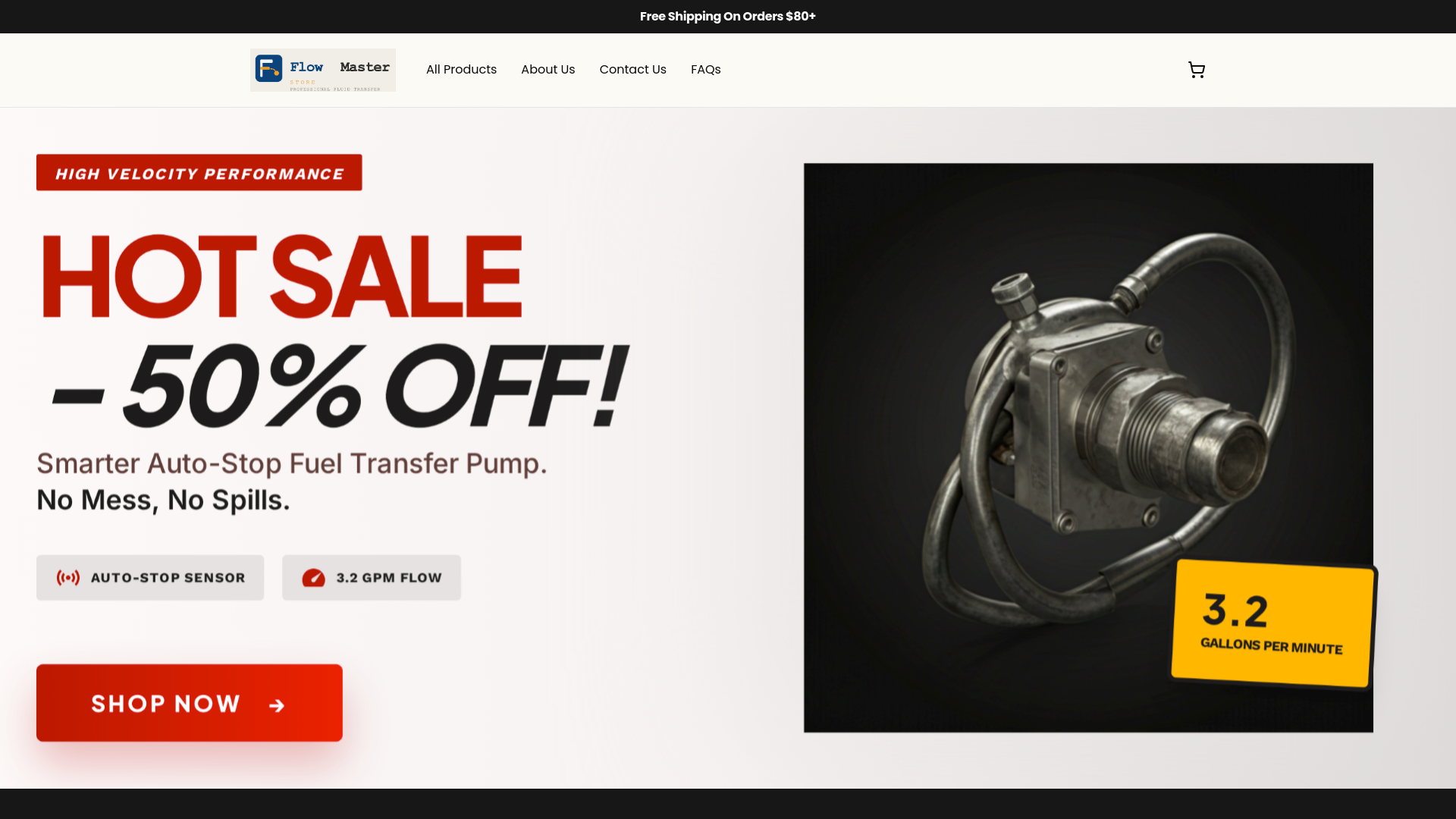 website screenshot of https://flowmasterstore.com/