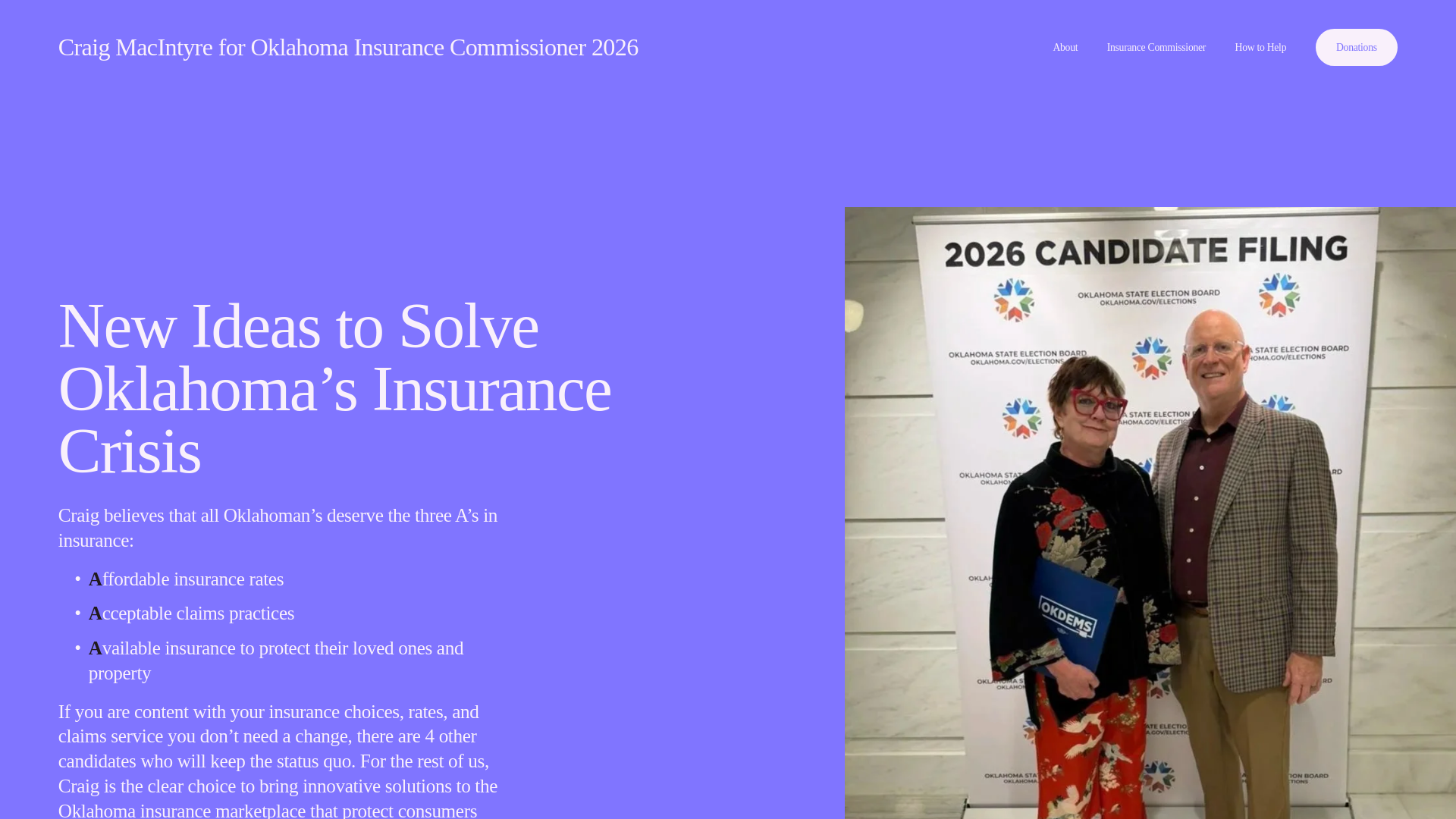 website screenshot of https://craigmacintyreok.com/