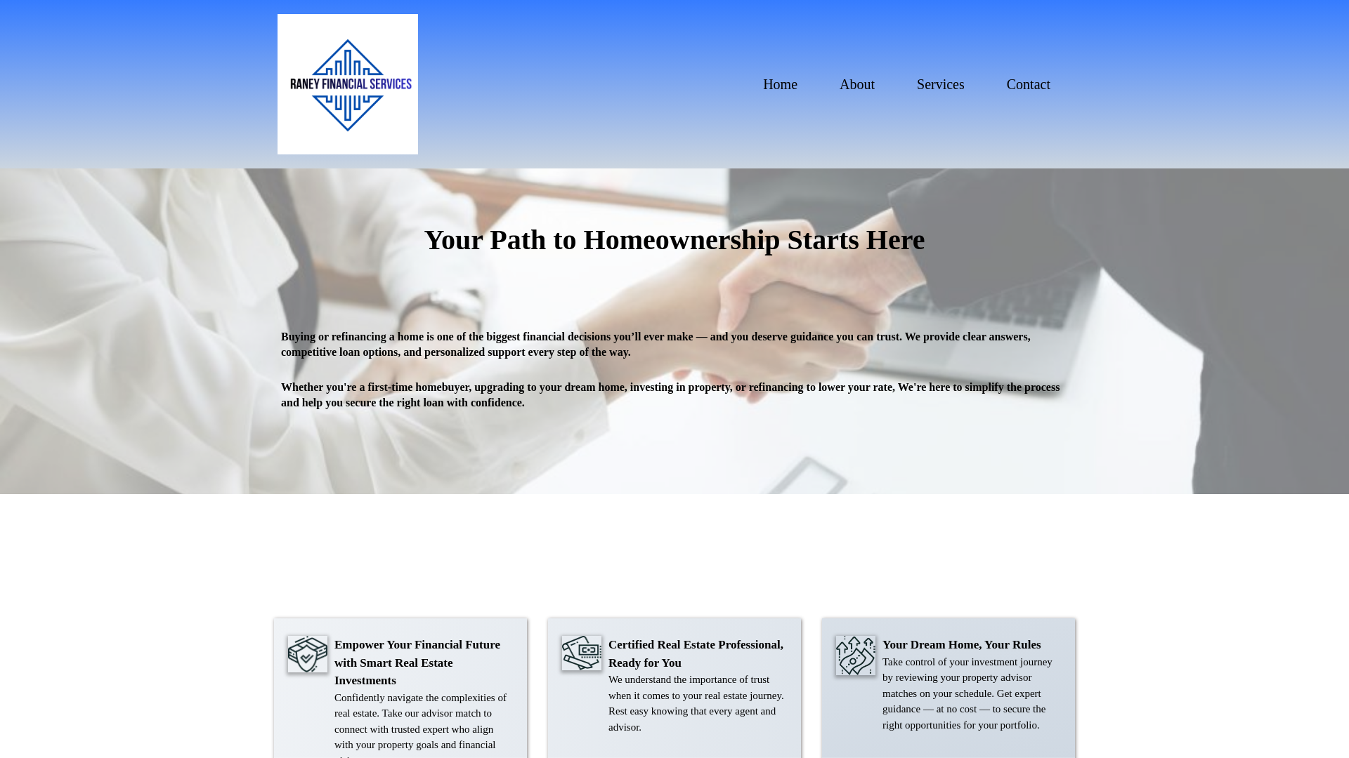 website screenshot of https://raneyfinancialservices.com