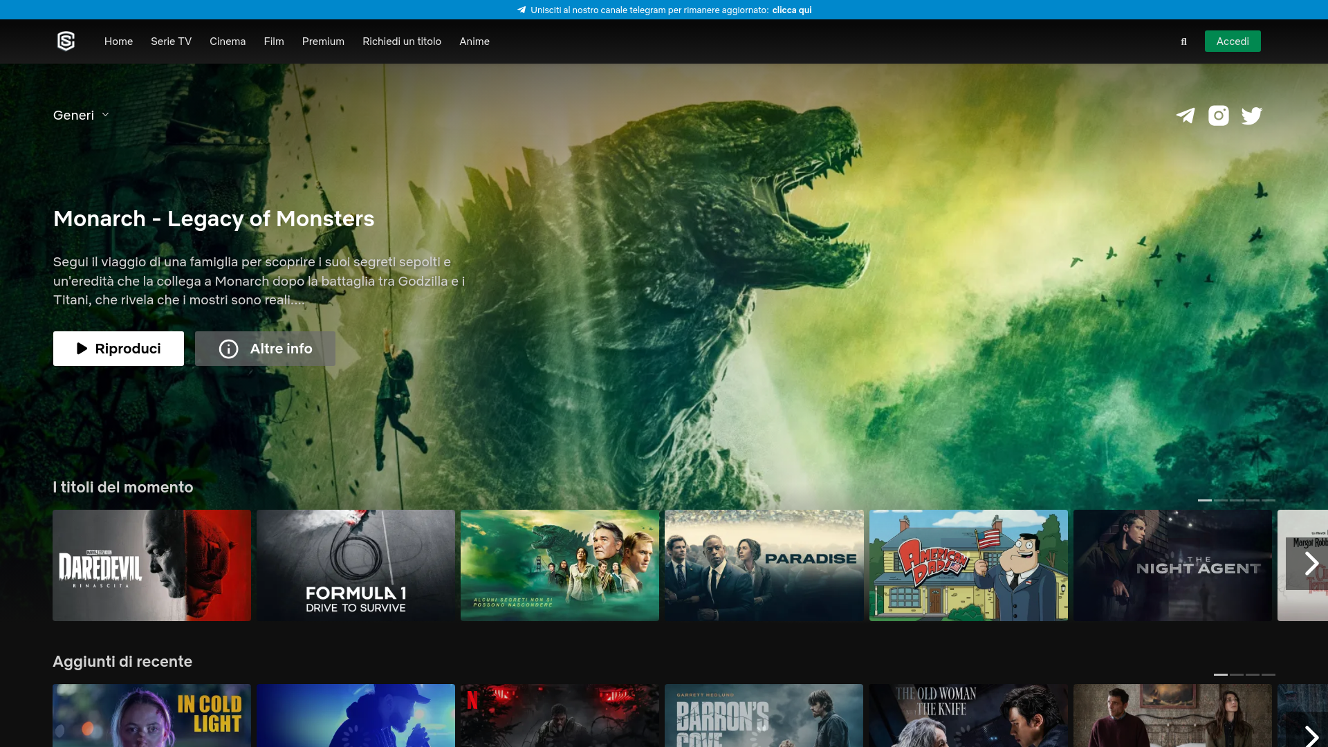 website screenshot of https://streamingcommunity.cruises