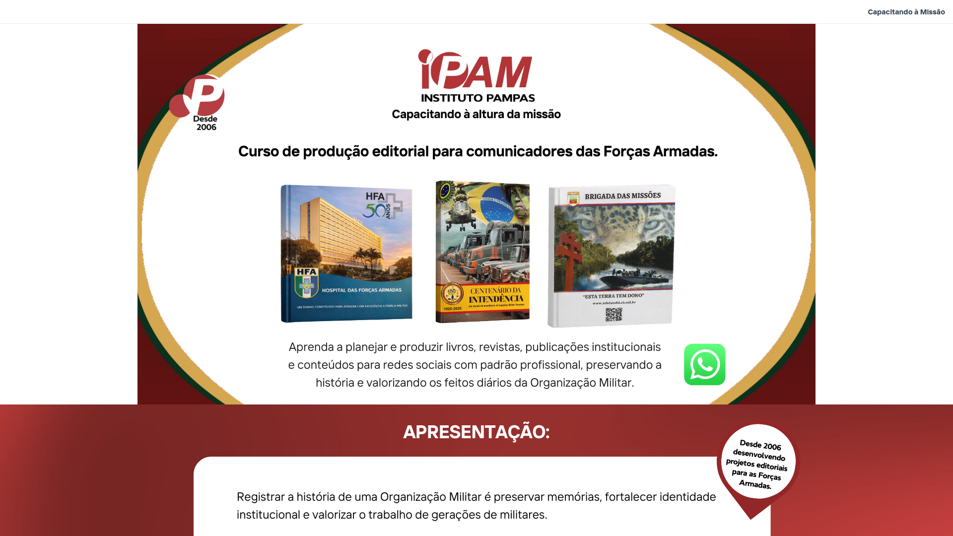 website screenshot of https://ipampas.com.br/