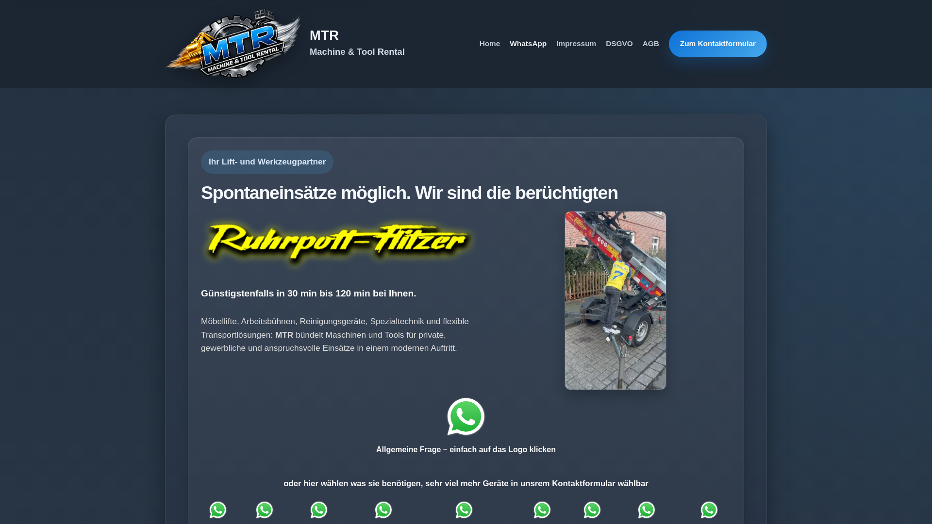 website screenshot of https://mtr-technik.de
