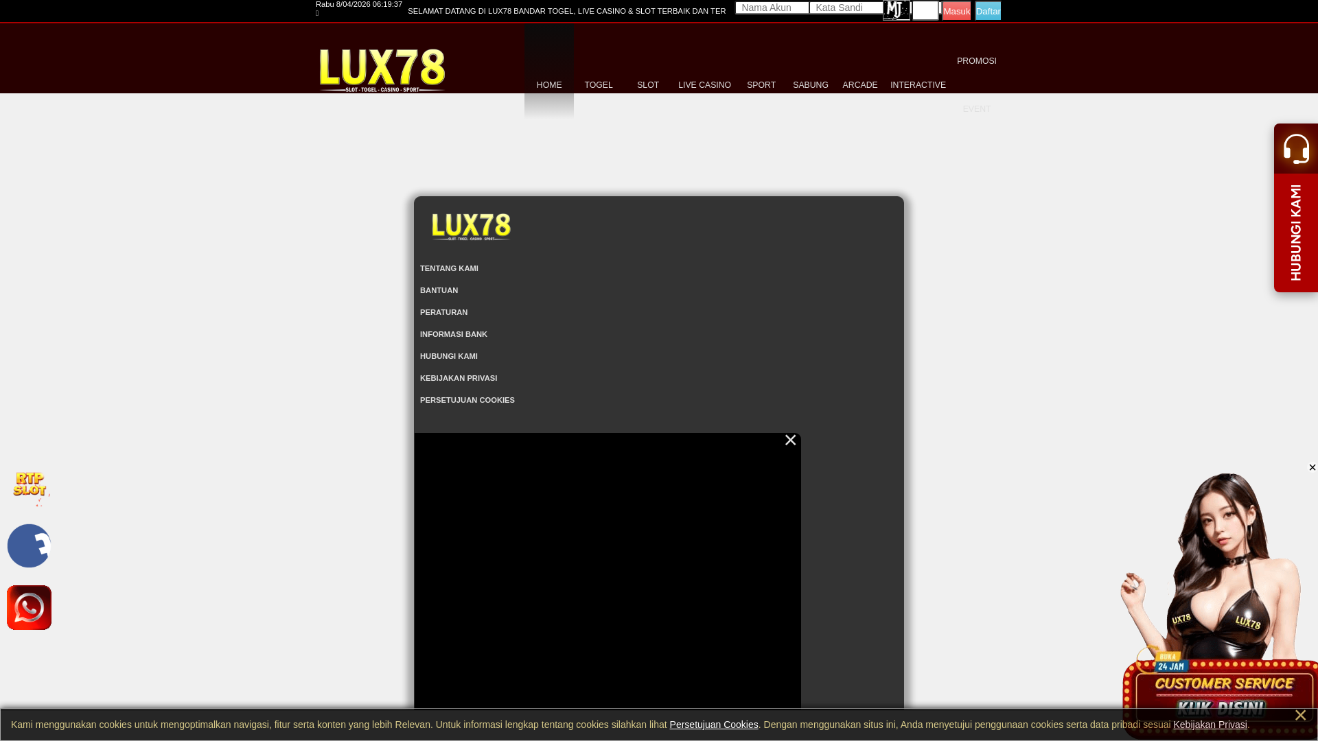 website screenshot of https://lux78toto.com