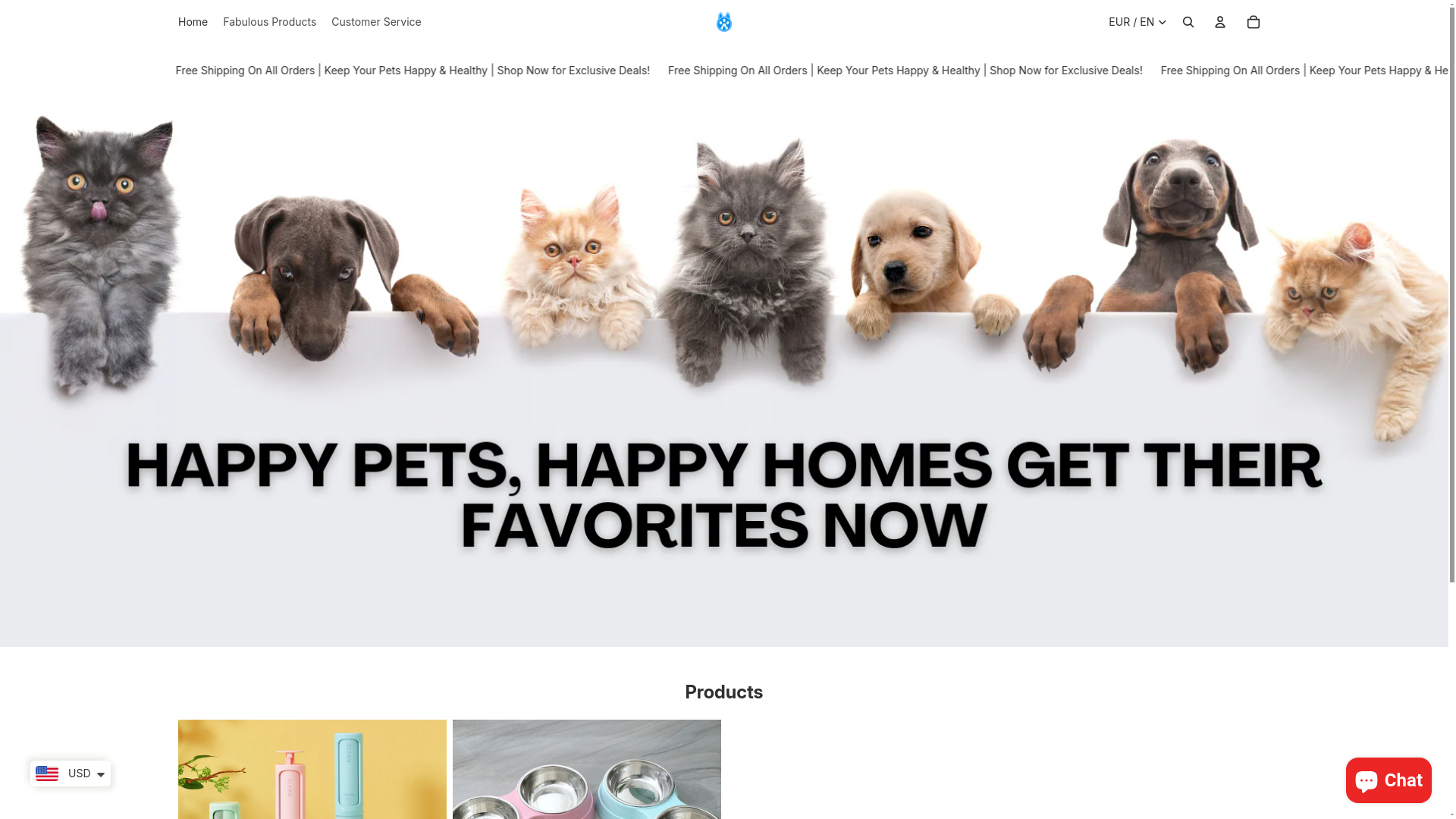 website screenshot of https://fantasticpetclub.com/