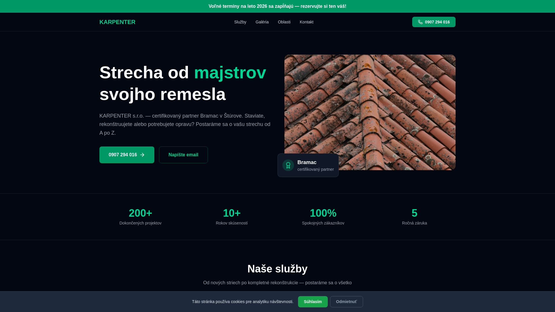 website screenshot of https://karpenterstrechy.pages.dev/