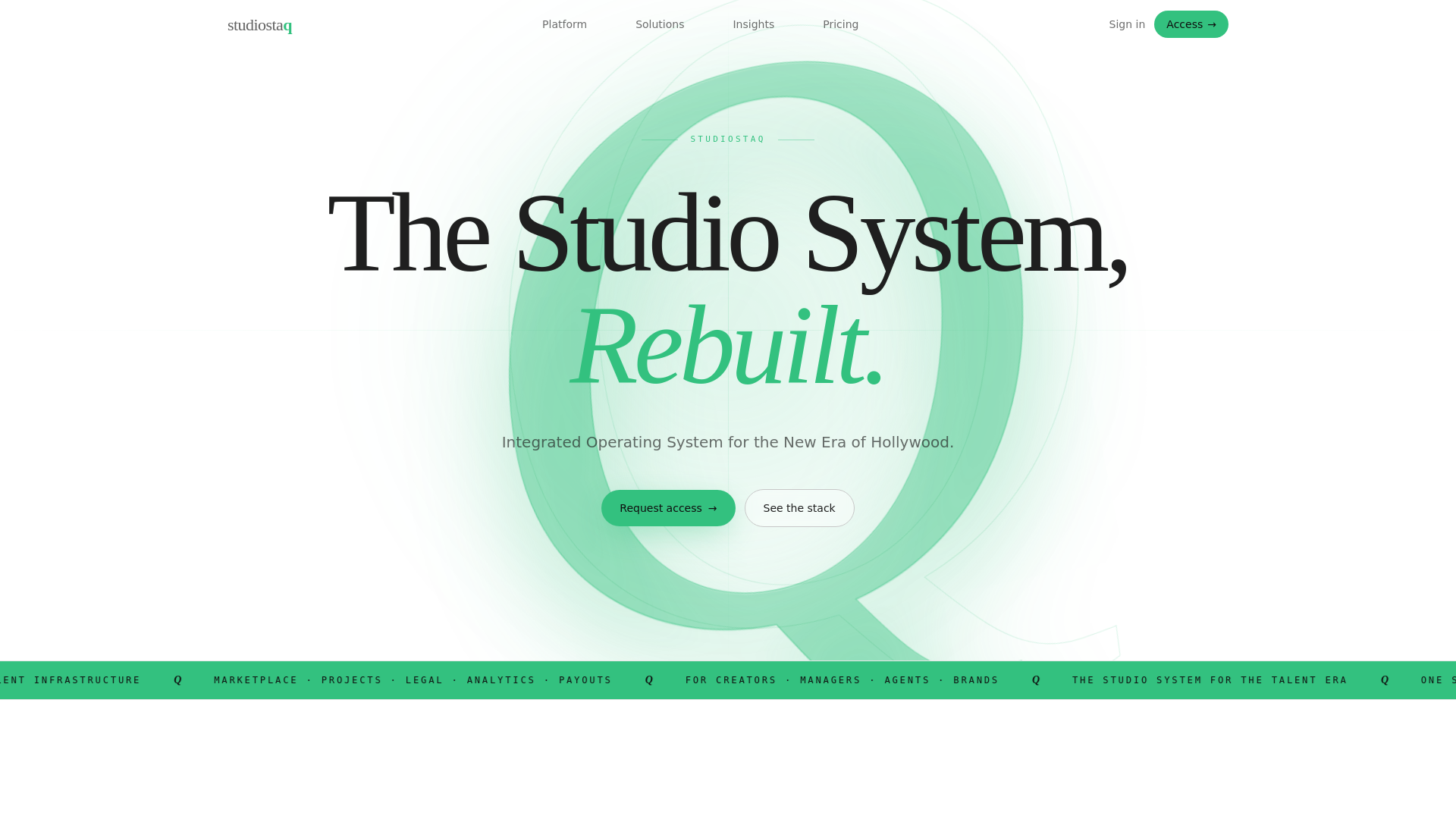 website screenshot of https://studiostaq.ai/