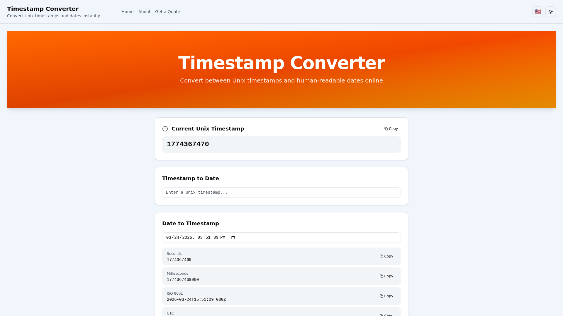 website screenshot of https://timestamp-converter-8wz.pages.dev/