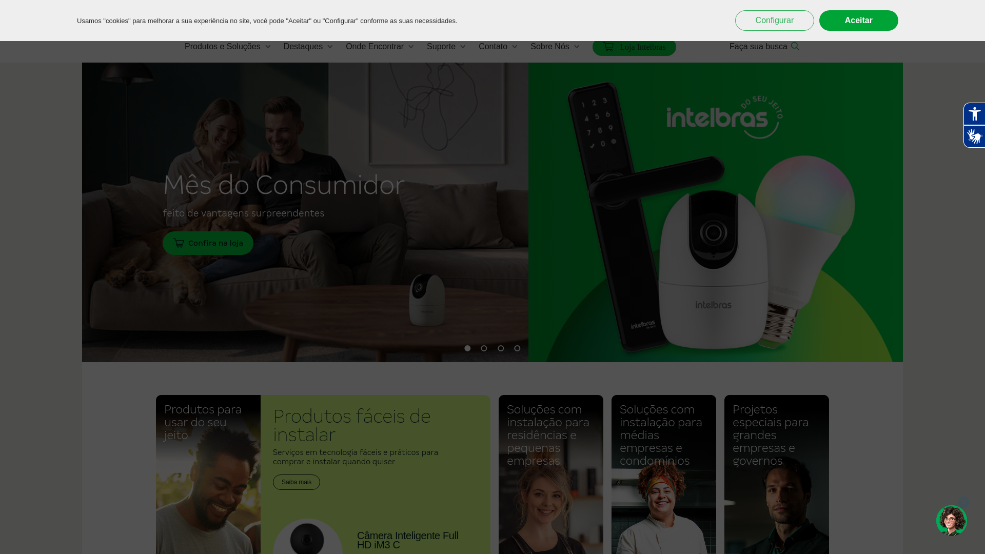 website screenshot of https://www.intelbras.com/