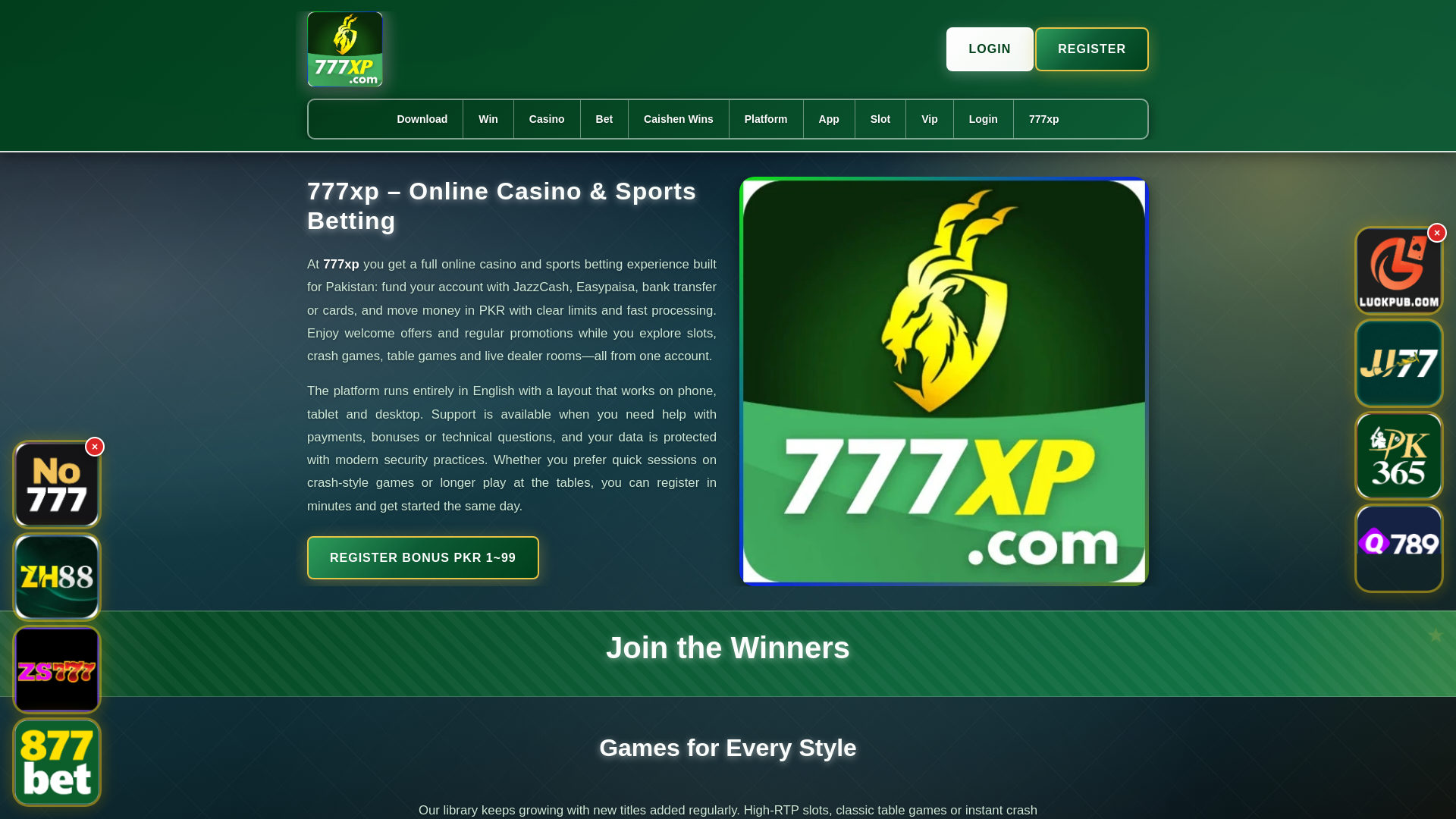 website screenshot of https://777xpsalam.com/