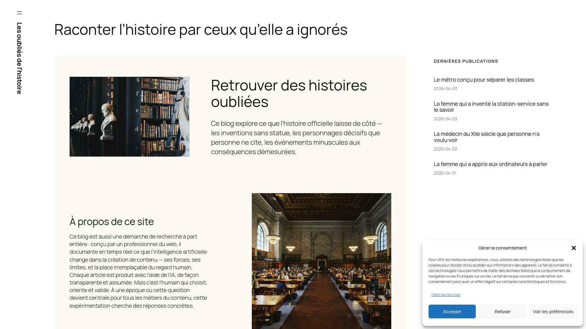website screenshot of https://lenversdelhistoire.fr