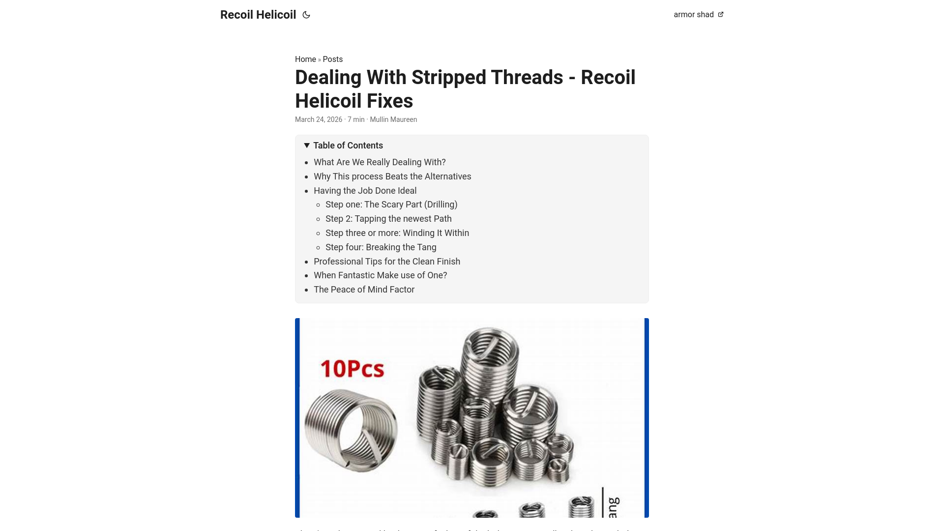 website screenshot of https://recoil-helicoil.pages.dev/