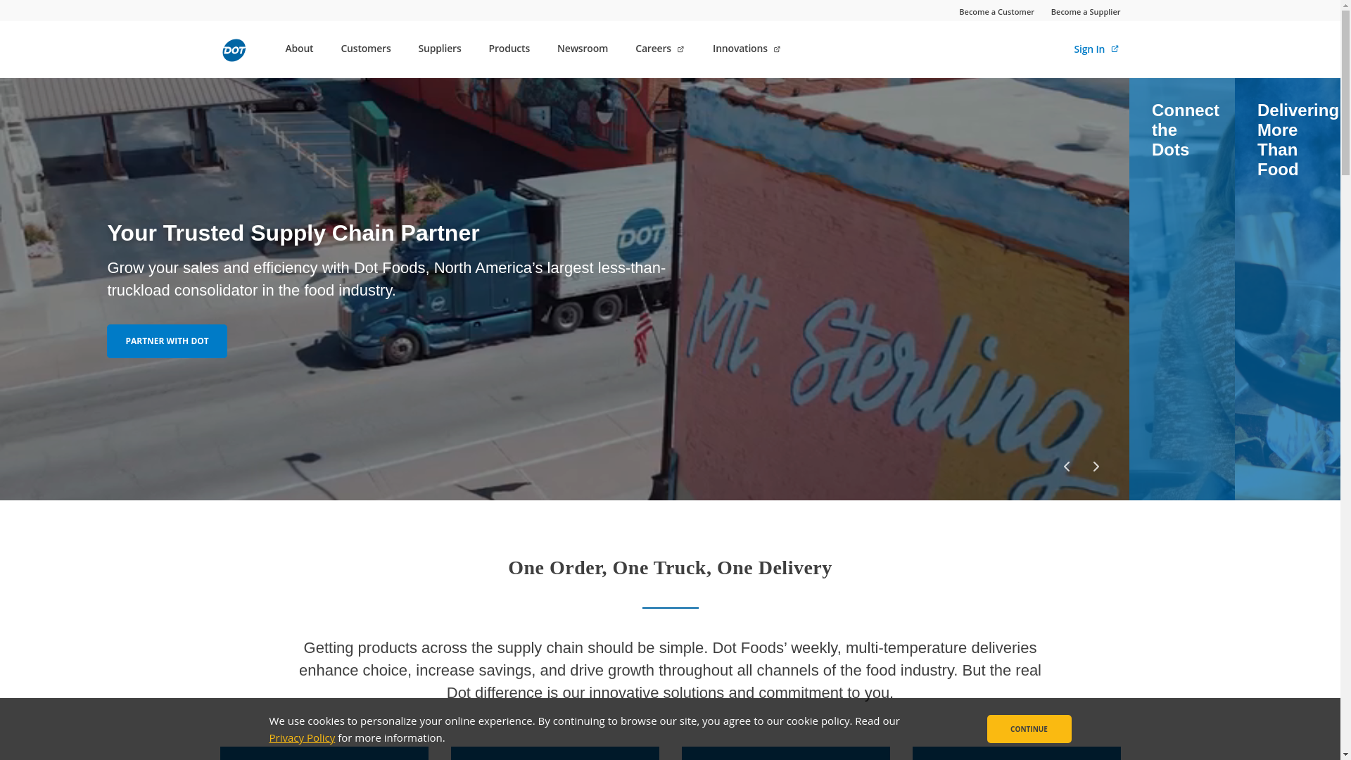 website screenshot of https://dotfoods.com/