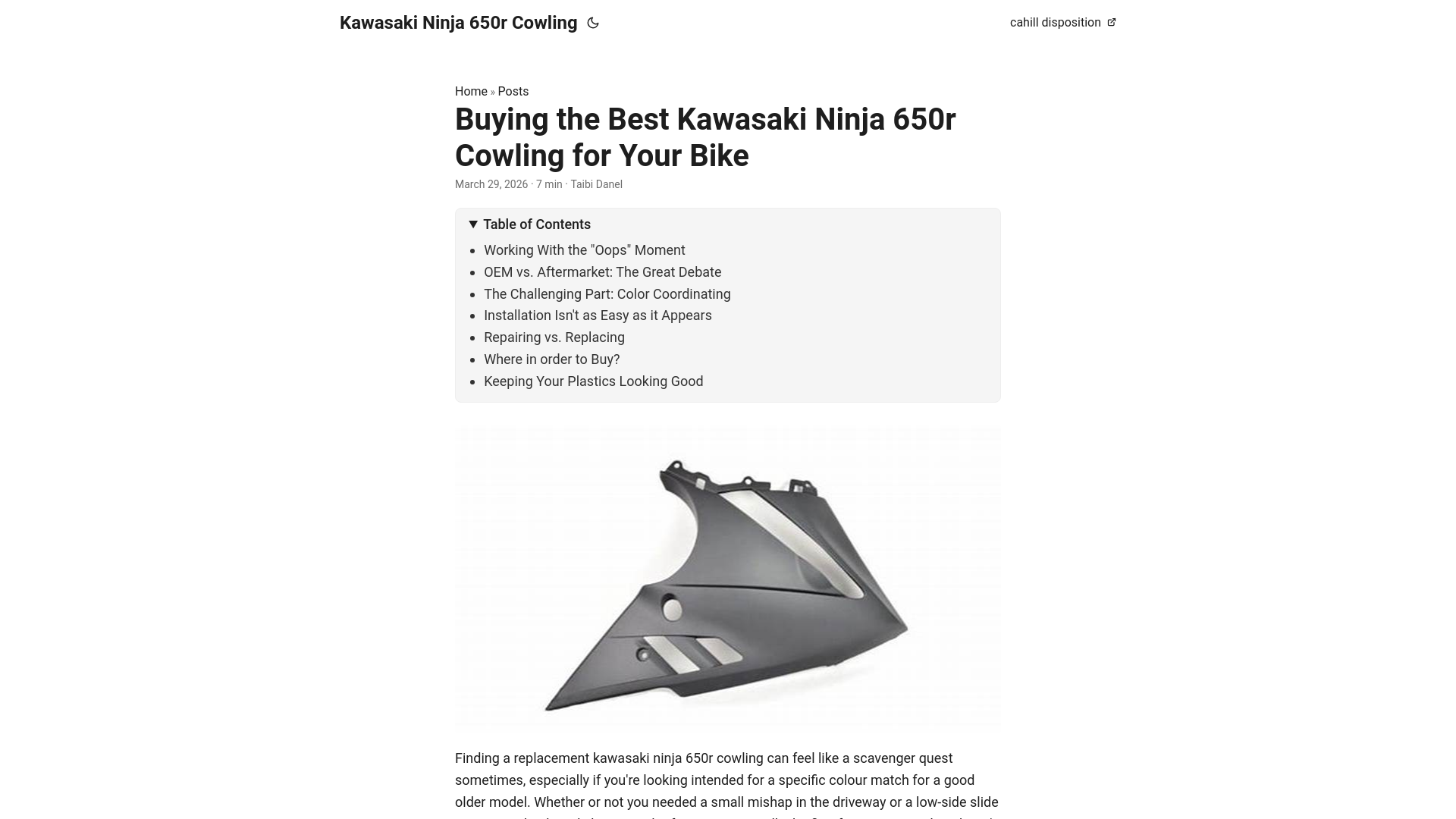 website screenshot of https://kawasaki-ninja-650r-cowling.pages.dev/