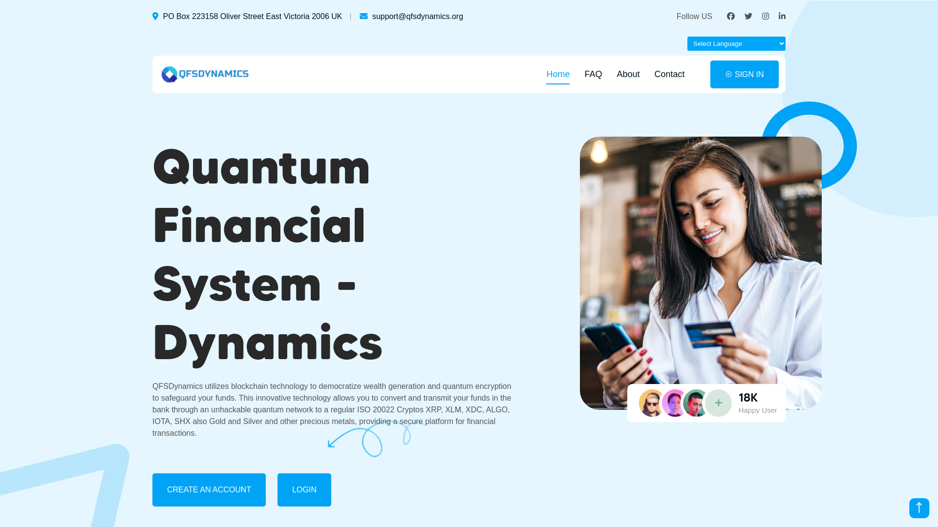 website screenshot of https://qfsdynamics.org/