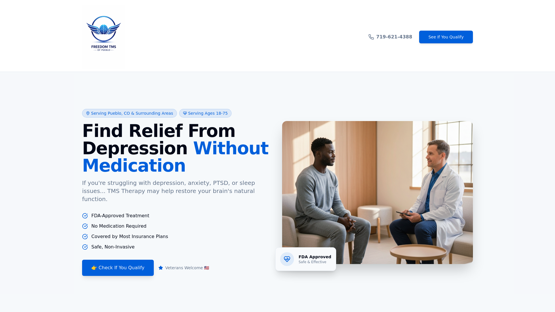website screenshot of https://freedomtmspueblo.com/