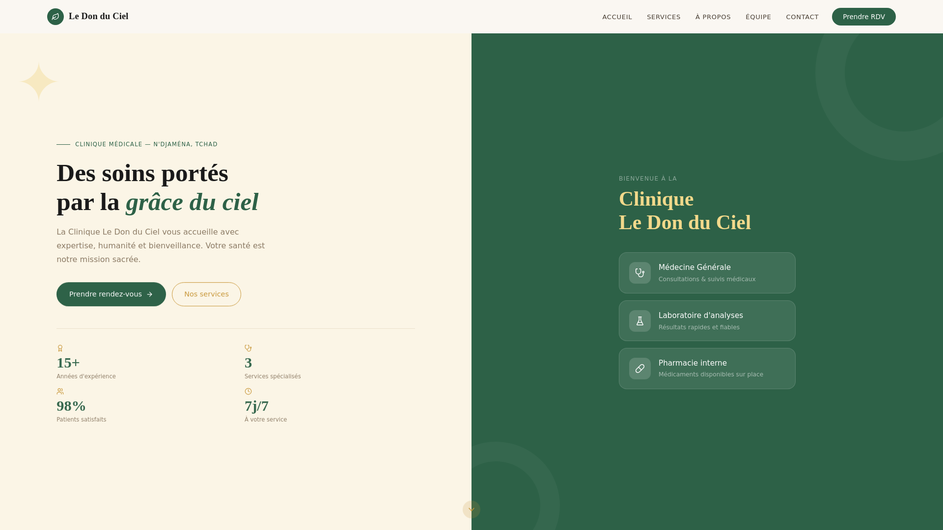 website screenshot of https://clinic-le-don-du-ciel.pages.dev/