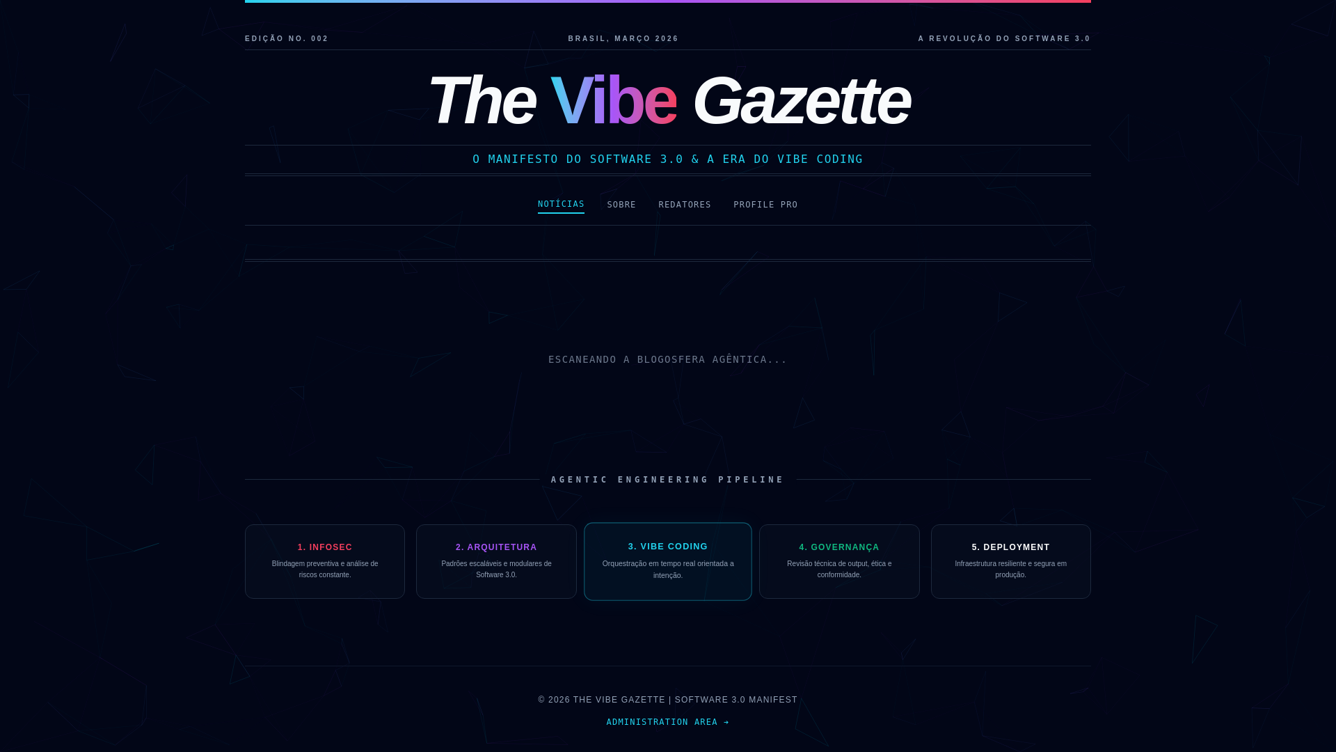 website screenshot of https://thevibegazette.lat/