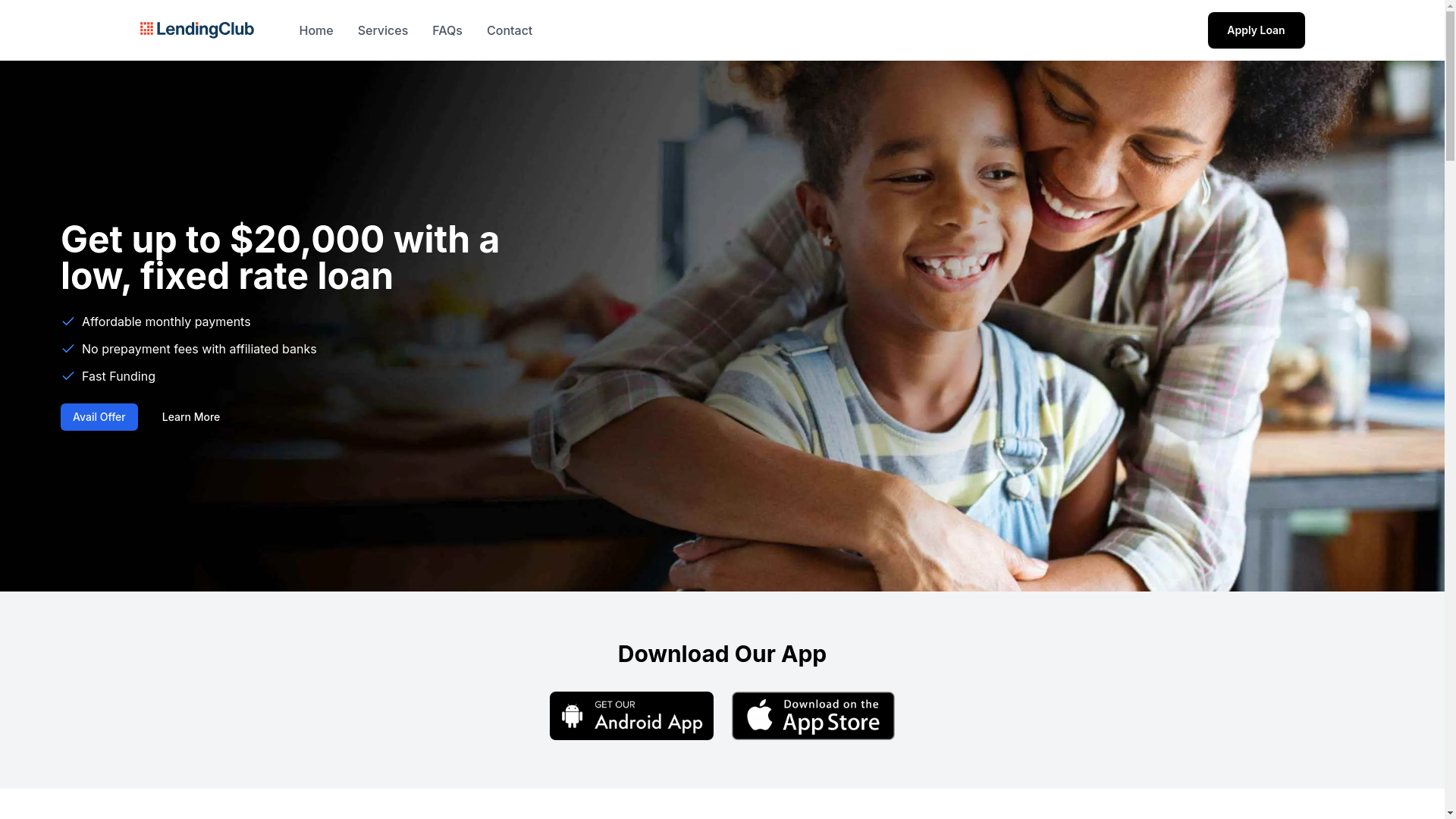 website screenshot of https://lendingclub.usasecuredloans.com/