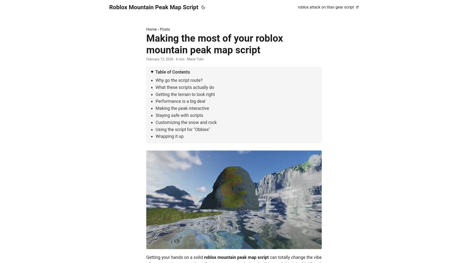 website screenshot of https://roblox-mountain-peak-map-script.pages.dev/