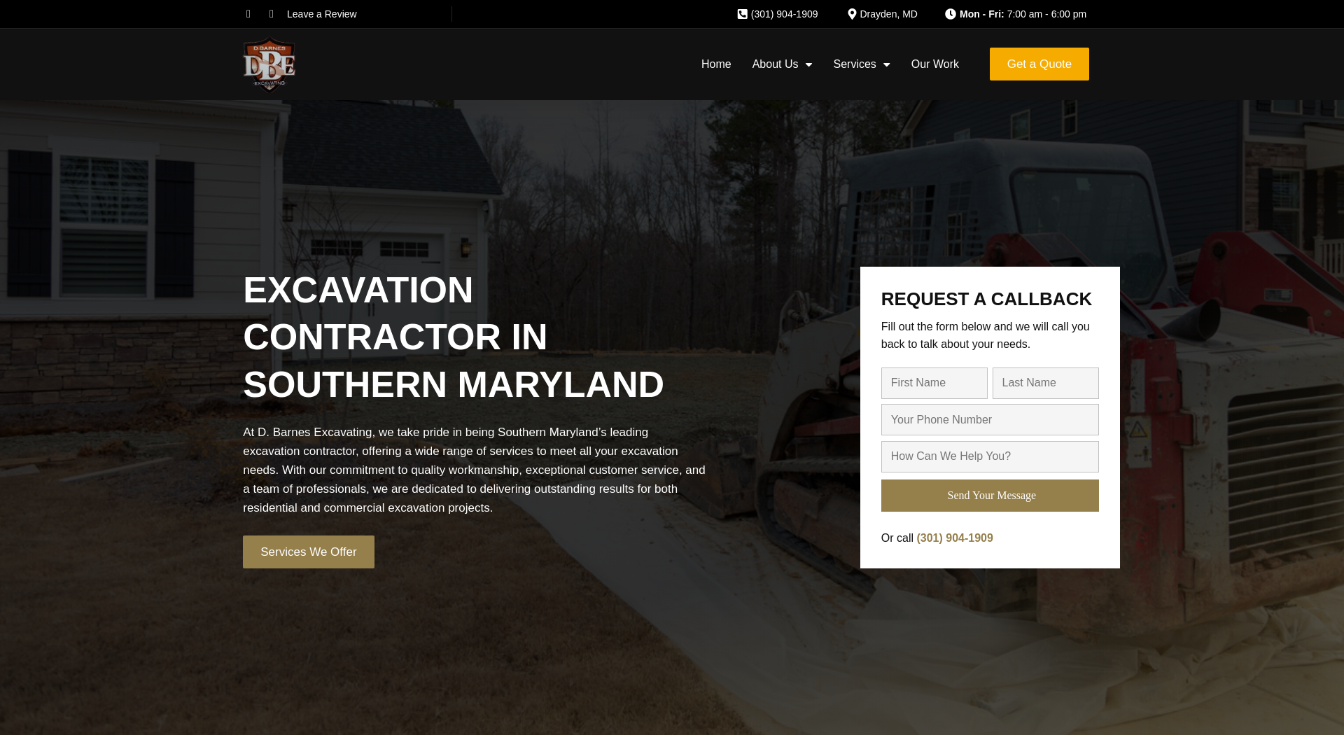 website screenshot of https://dbexcavating-7ji.pages.dev/