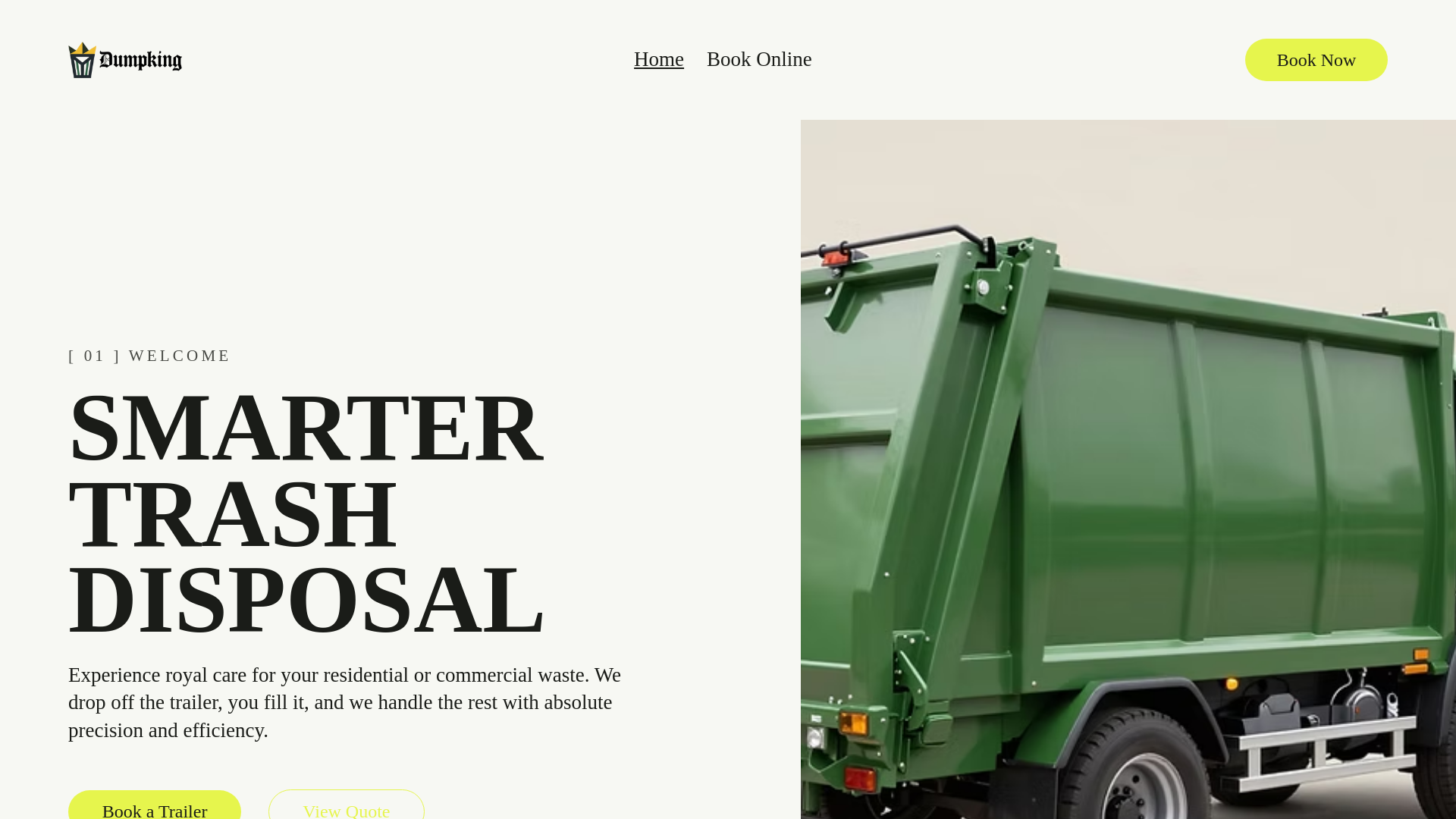 website screenshot of https://dumpkingexpress.com/